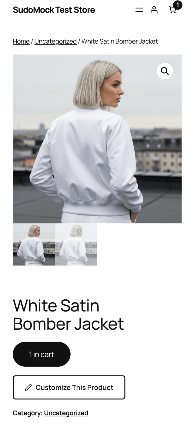 Mobile — Customize button on WooCommerce product