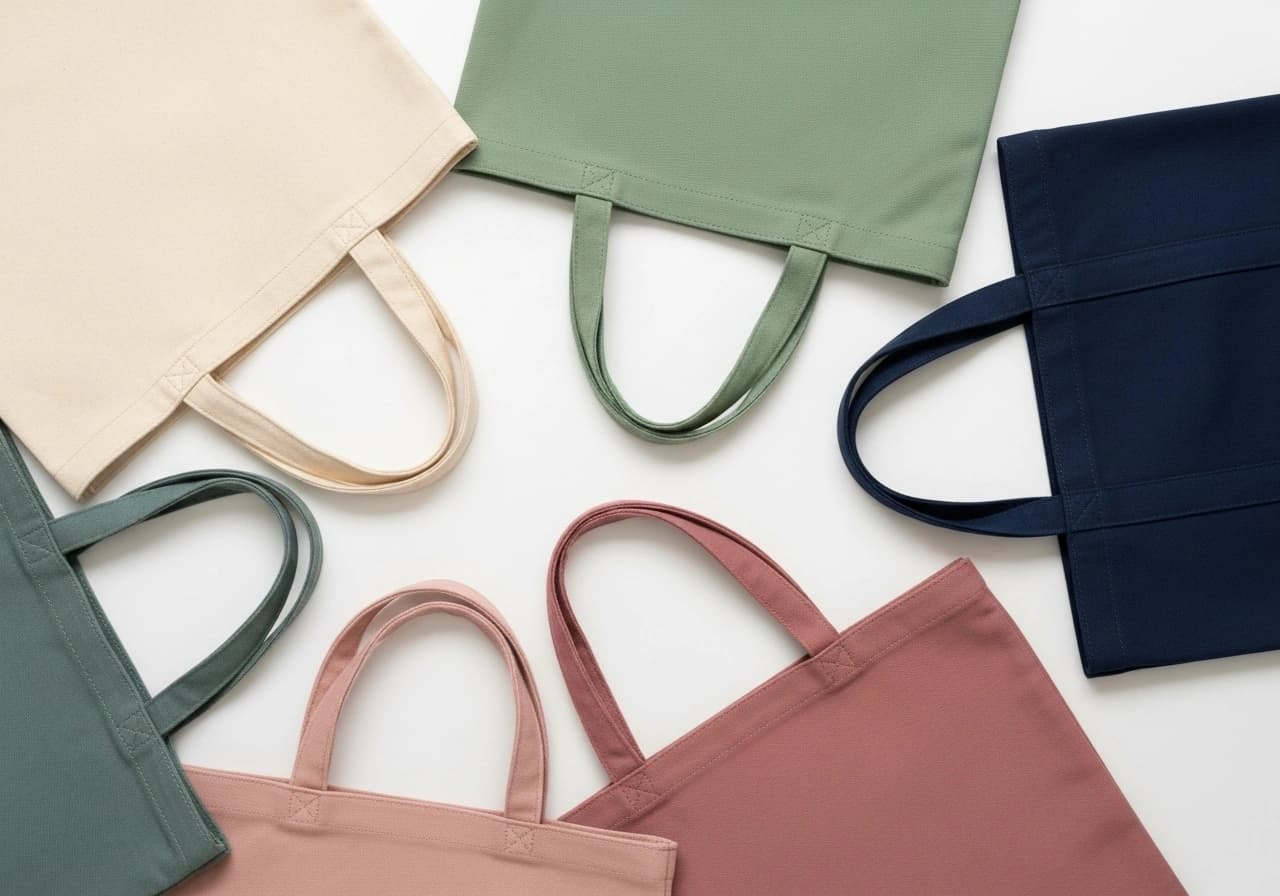 Canvas tote bag mockup showing realistic fabric texture and natural cotton weave