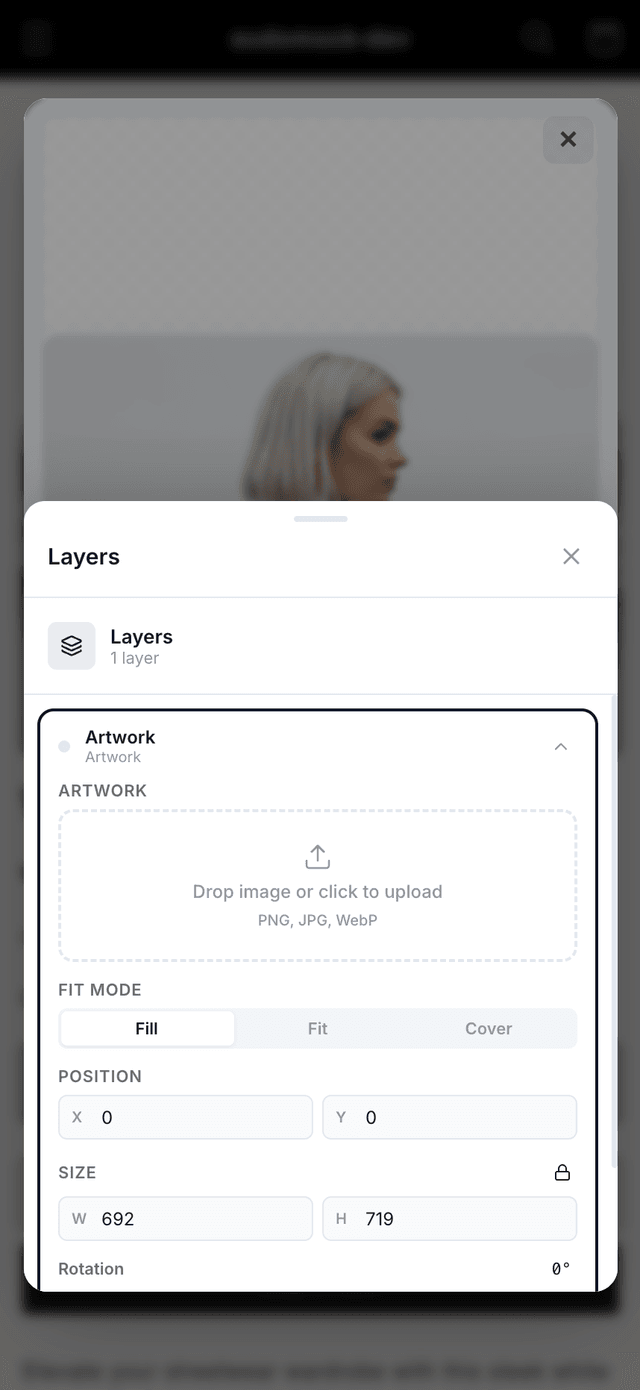 Mobile: layer selection panel on phone
