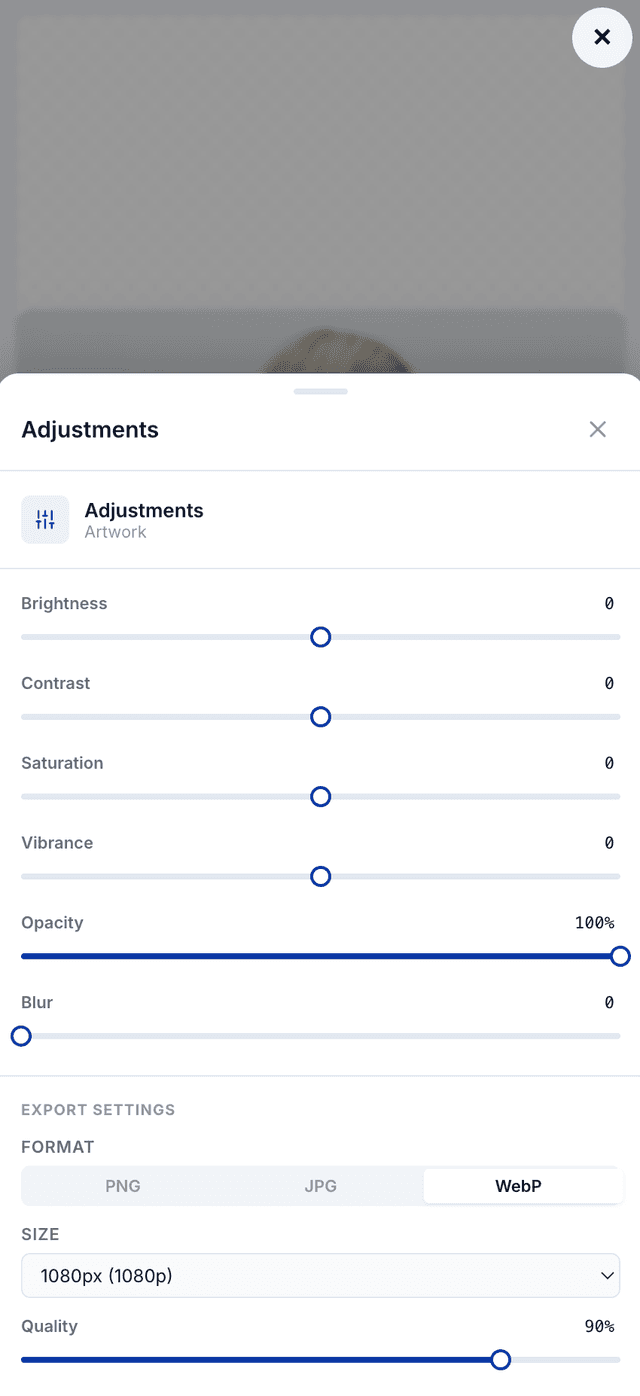 Mobile — adjustments panel on WooCommerce