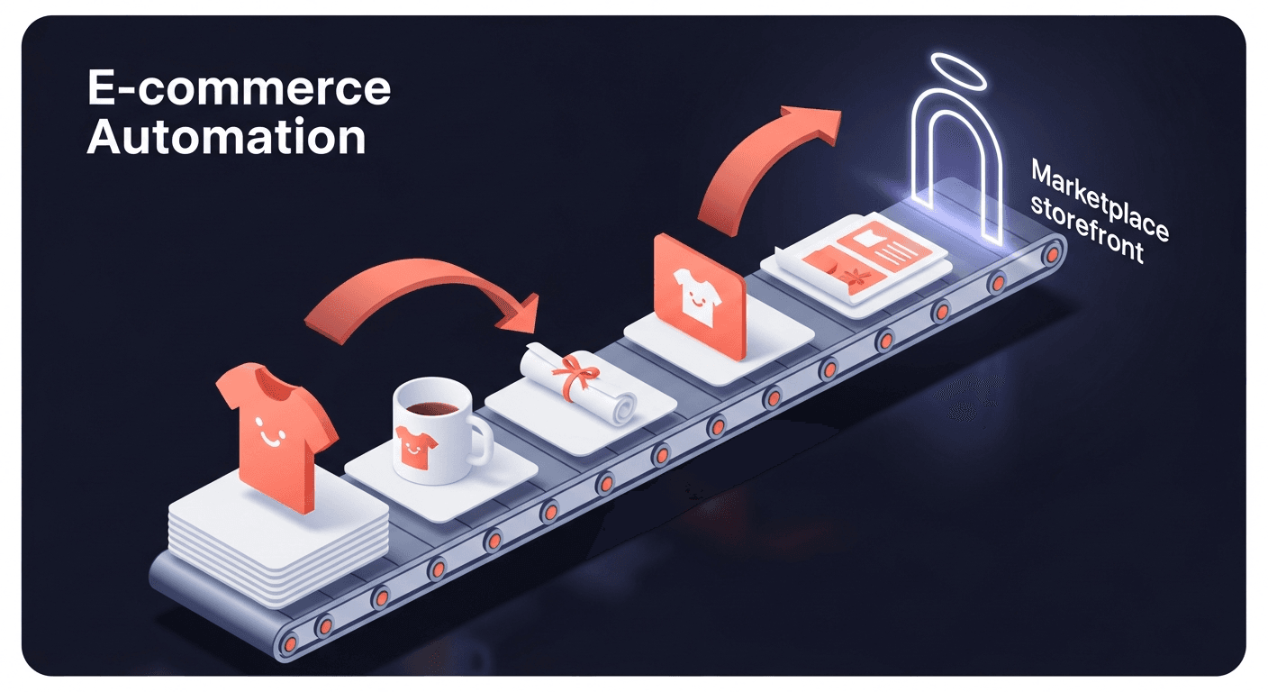 Etsy product mockup automation workflow illustration