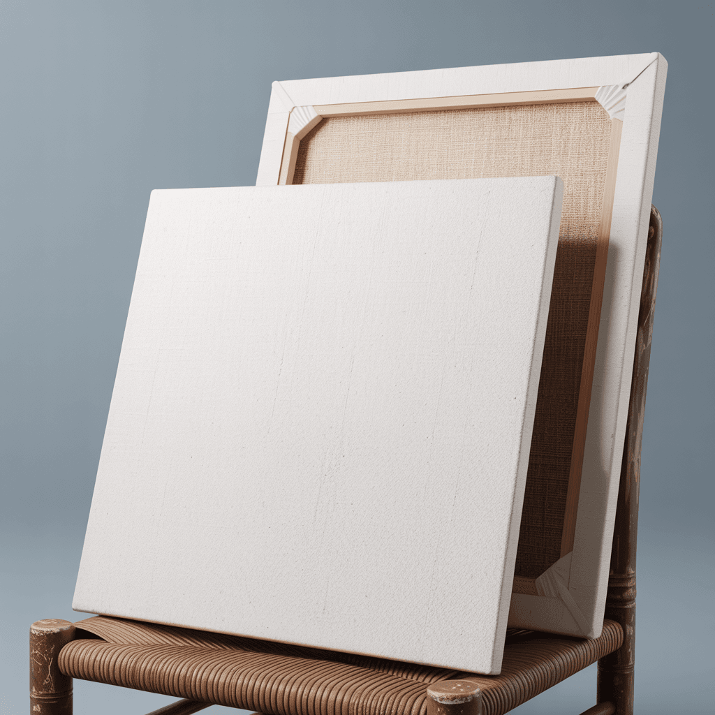 White Cotton Canvas Print Mockup - Cafe Setting