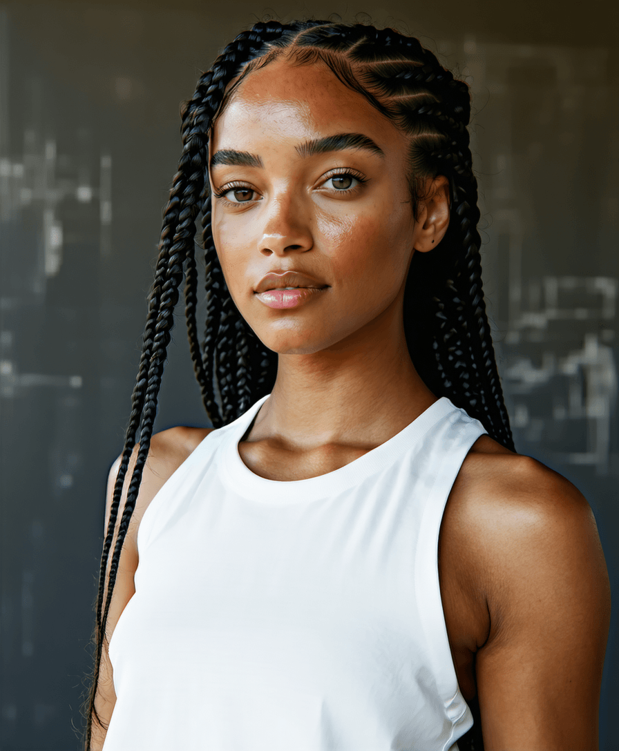 White Cotton Blend Classic Tank Mockup on Female Model