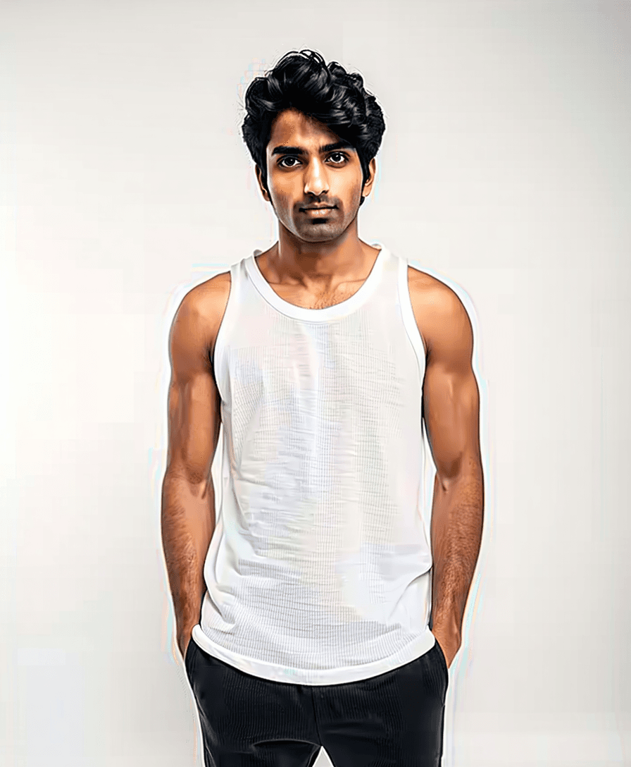 White Organic Cotton Classic Tank on Male Model