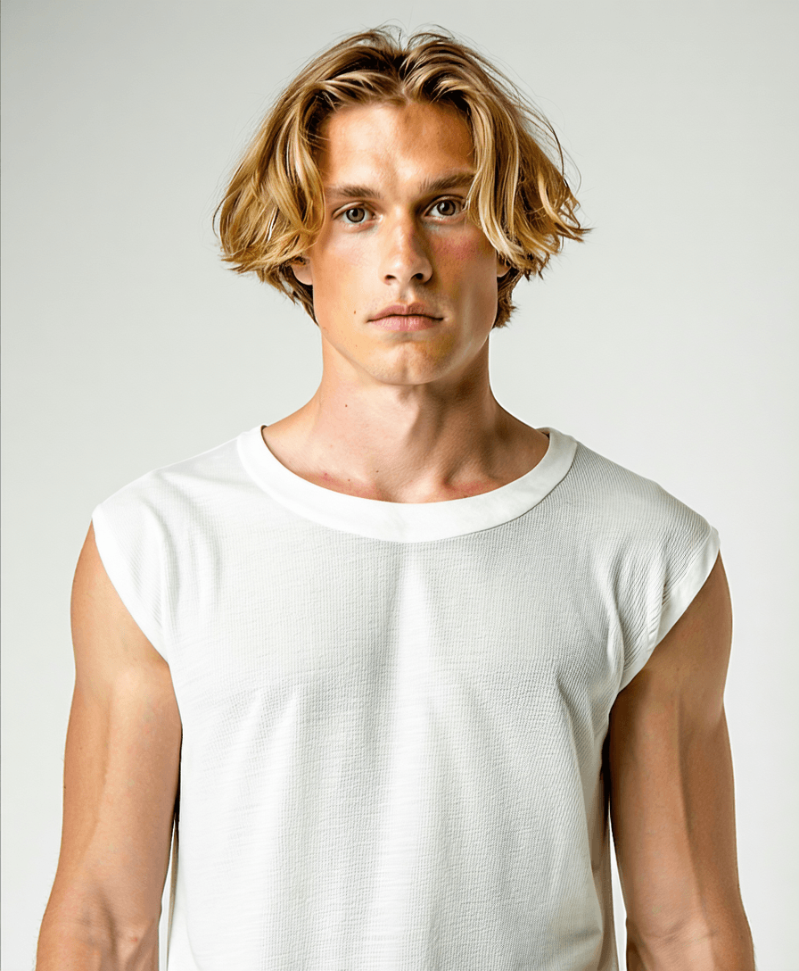 White Cotton Classic Tank Mockup on Male Model