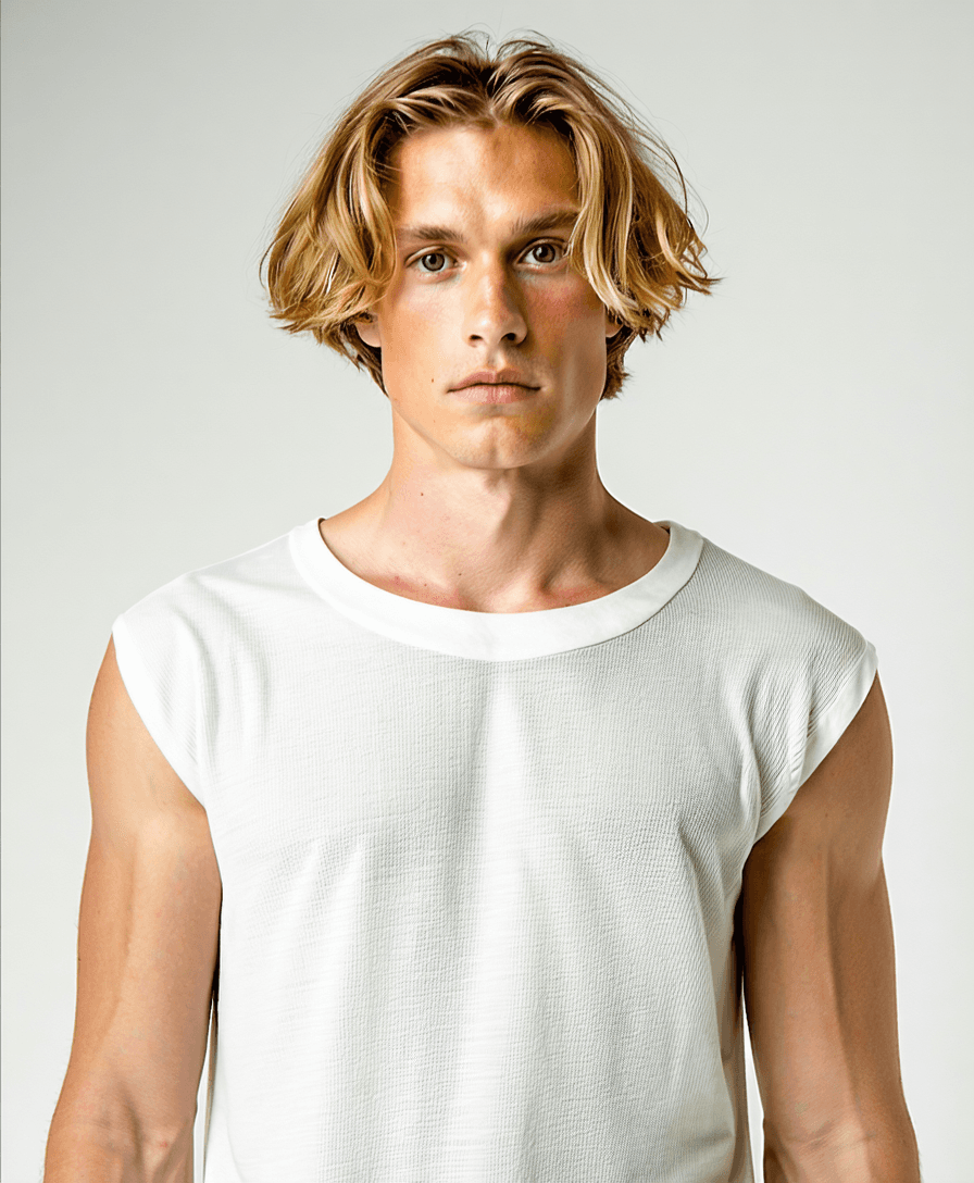 White Cotton Classic Tank Mockup on Male Model