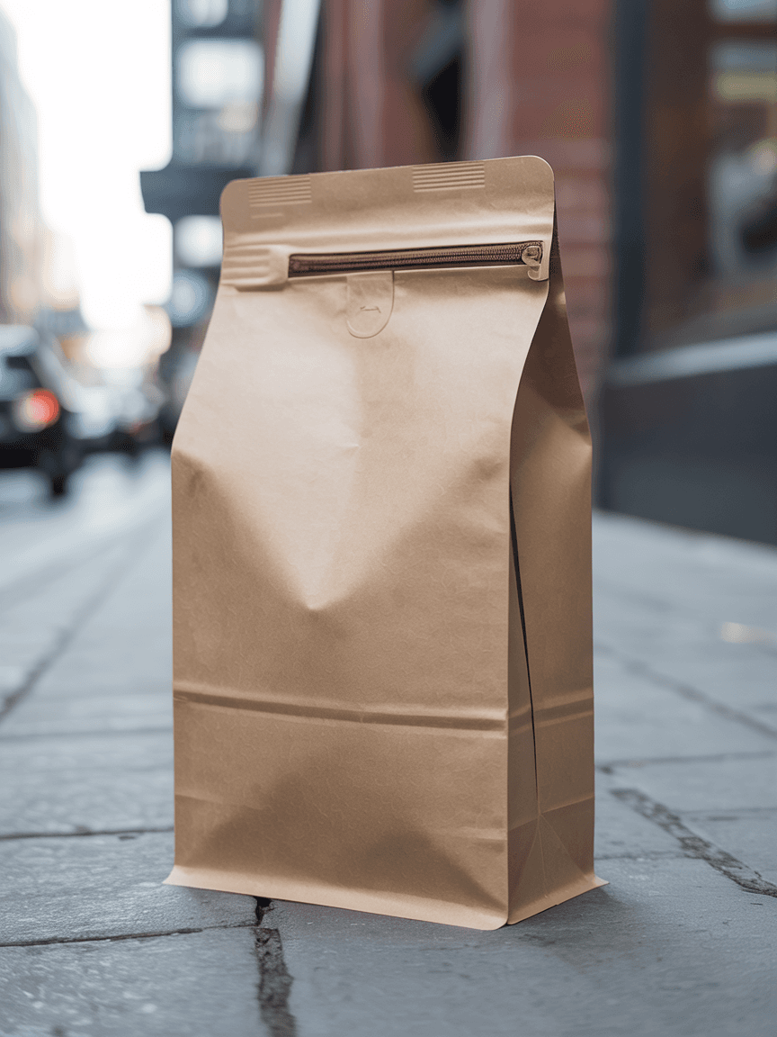 Kraft Paper Coffee Bag Mockup - Standing Pouch
