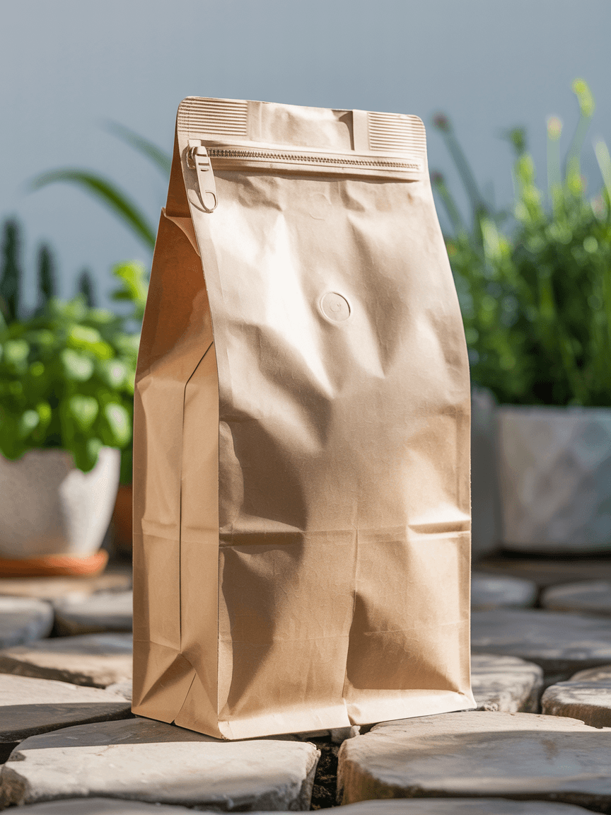 Kraft Paper Coffee Bag Mockup - Garden Terrace