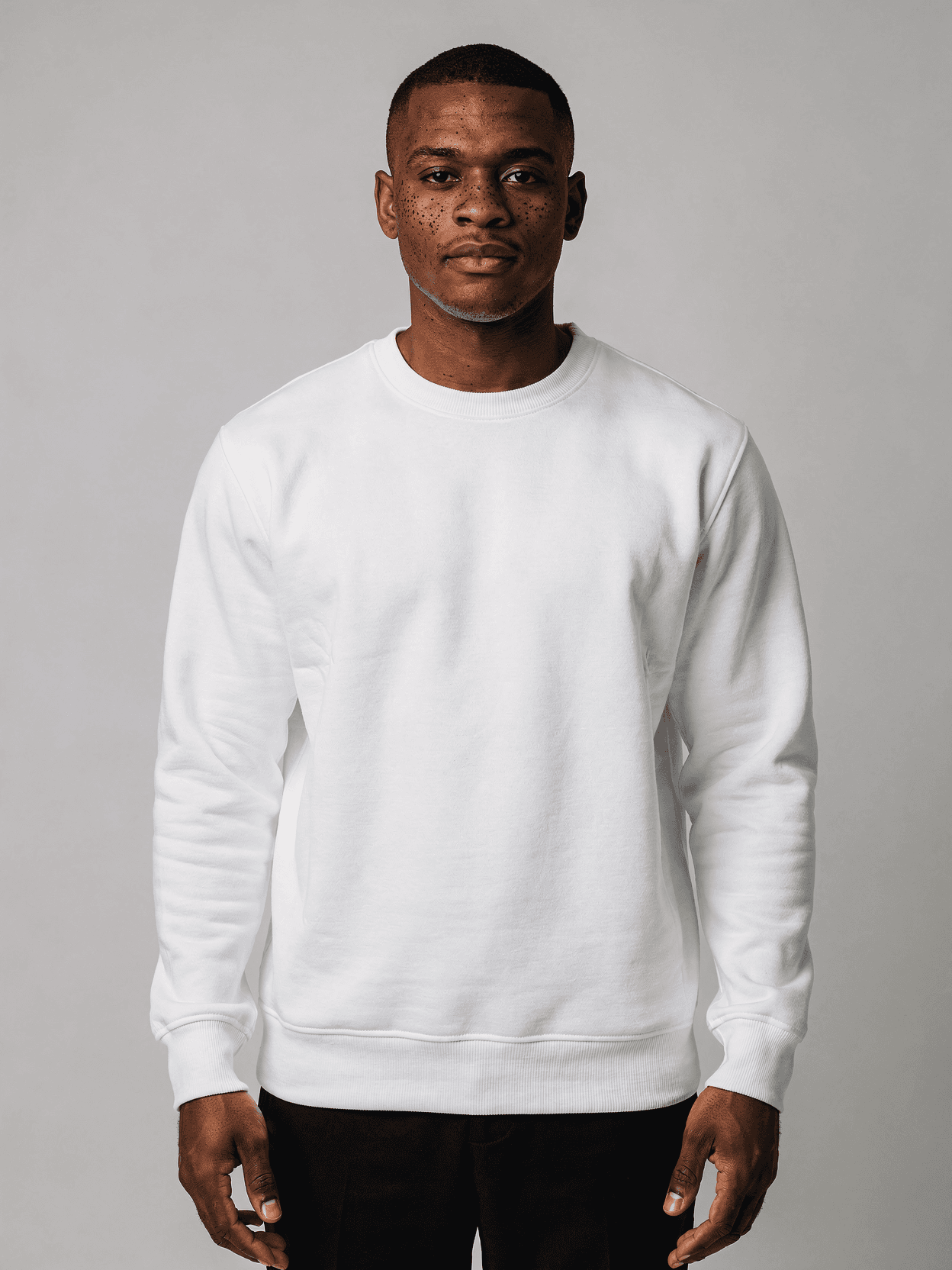 White Crewneck Sweatshirt Mockup on Male Model