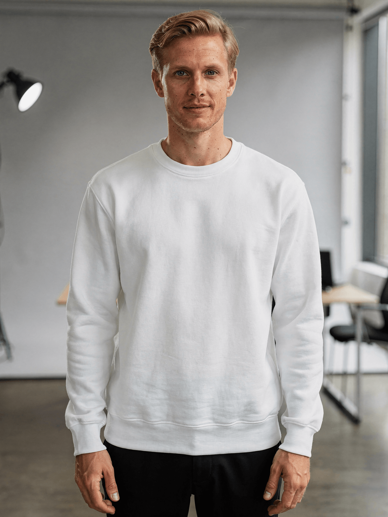 White Organic Cotton Crewneck Sweatshirt Mockup