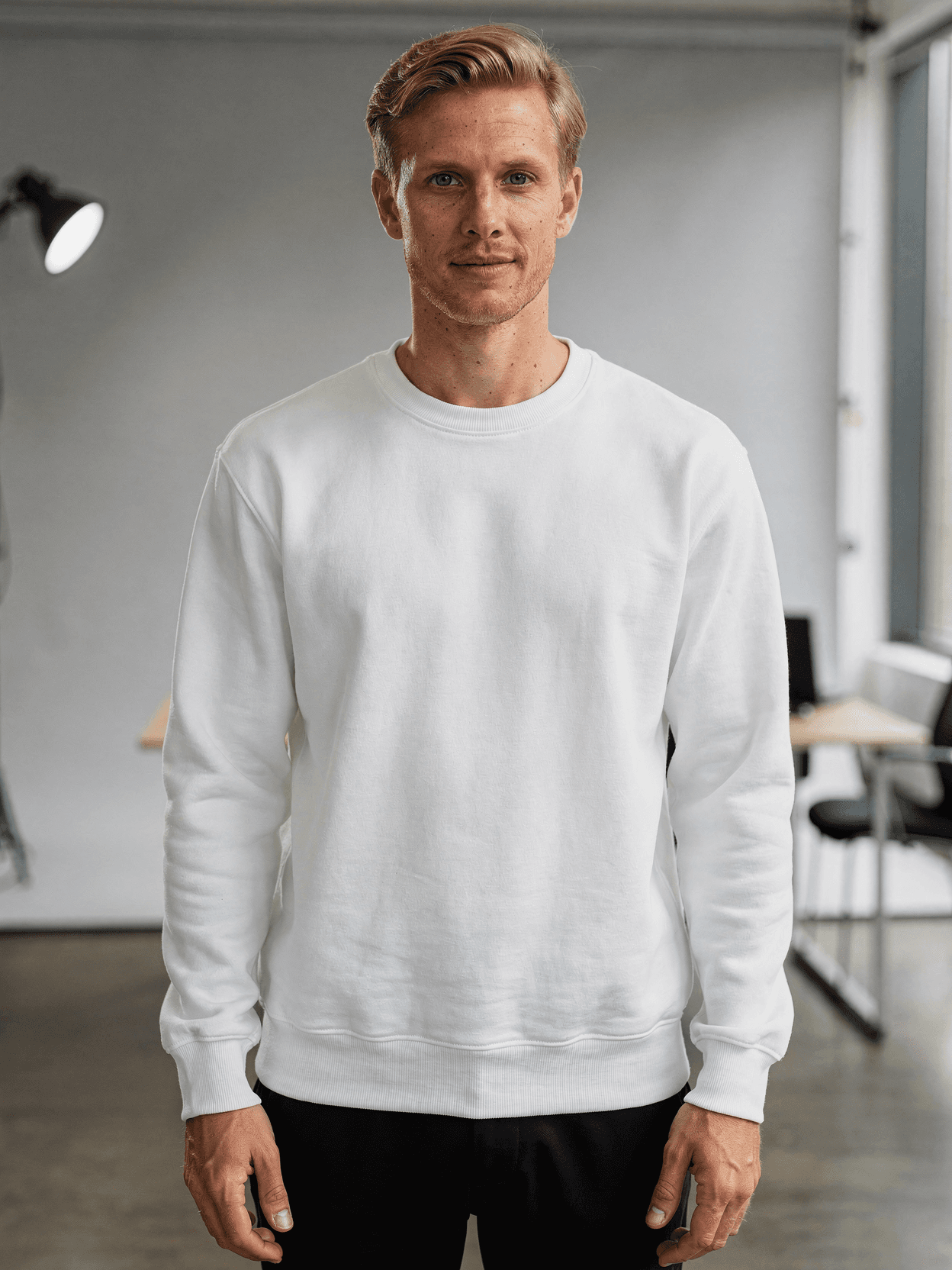 White Organic Cotton Crewneck Sweatshirt Mockup