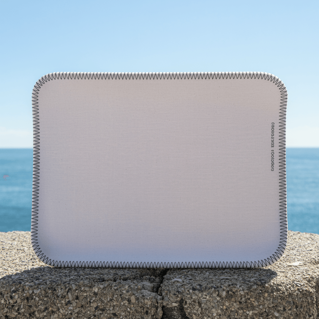 White Cotton Blend Desk Mat Mockup - Coastal Setting