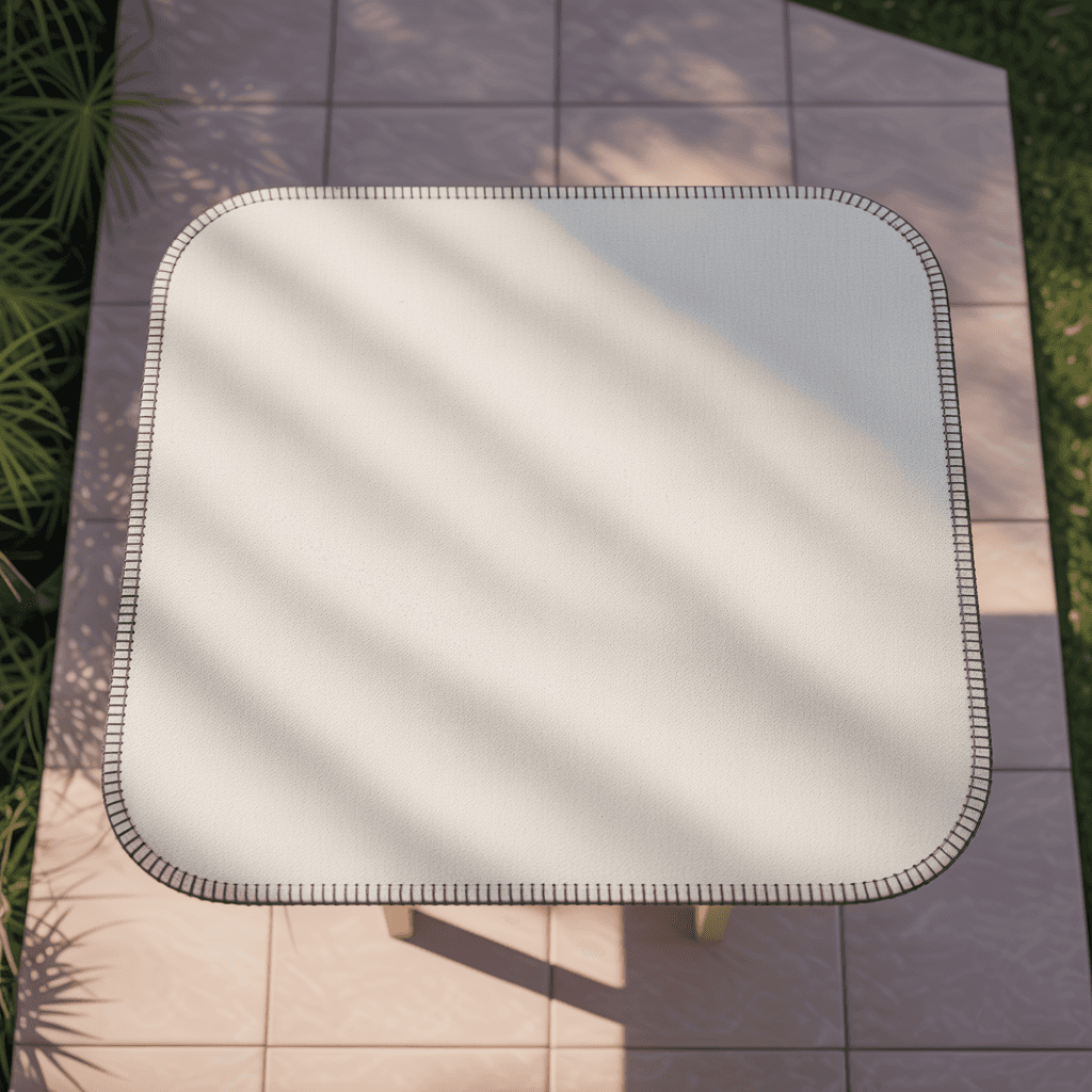 White Desk Mat Mockup - Garden Terrace Setting