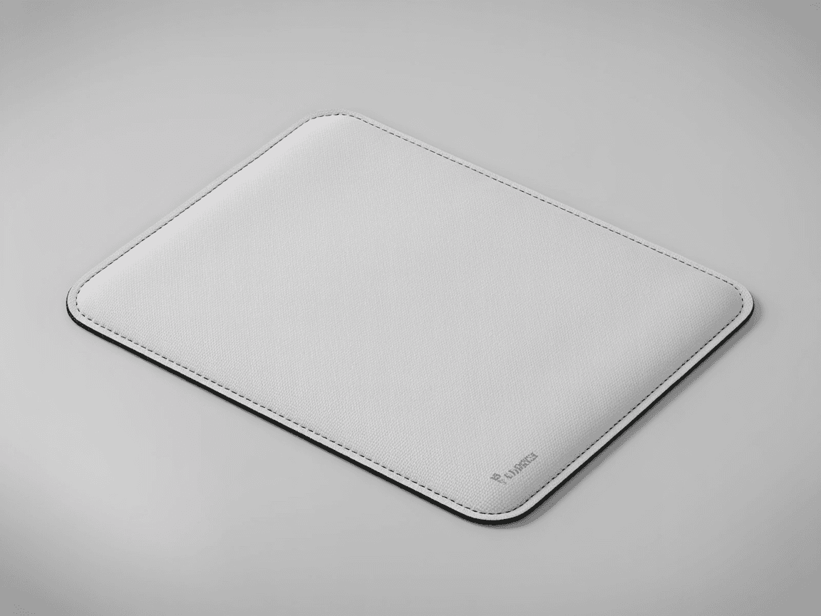 White Polyester Desk Mat Mockup - Stitched Edge