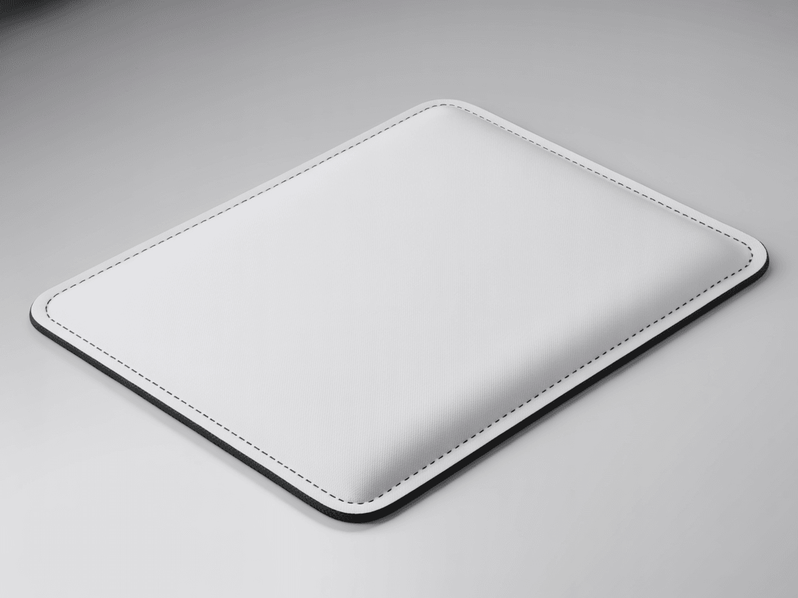 White Desk Mat Mockup - Stitched Edge, 5 Angles