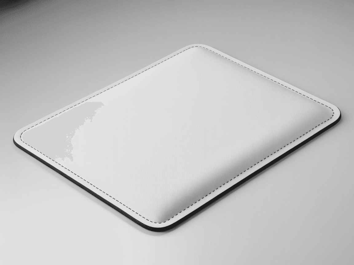 White Desk Mat Mockup - Stitched Edge, 5 Angles
