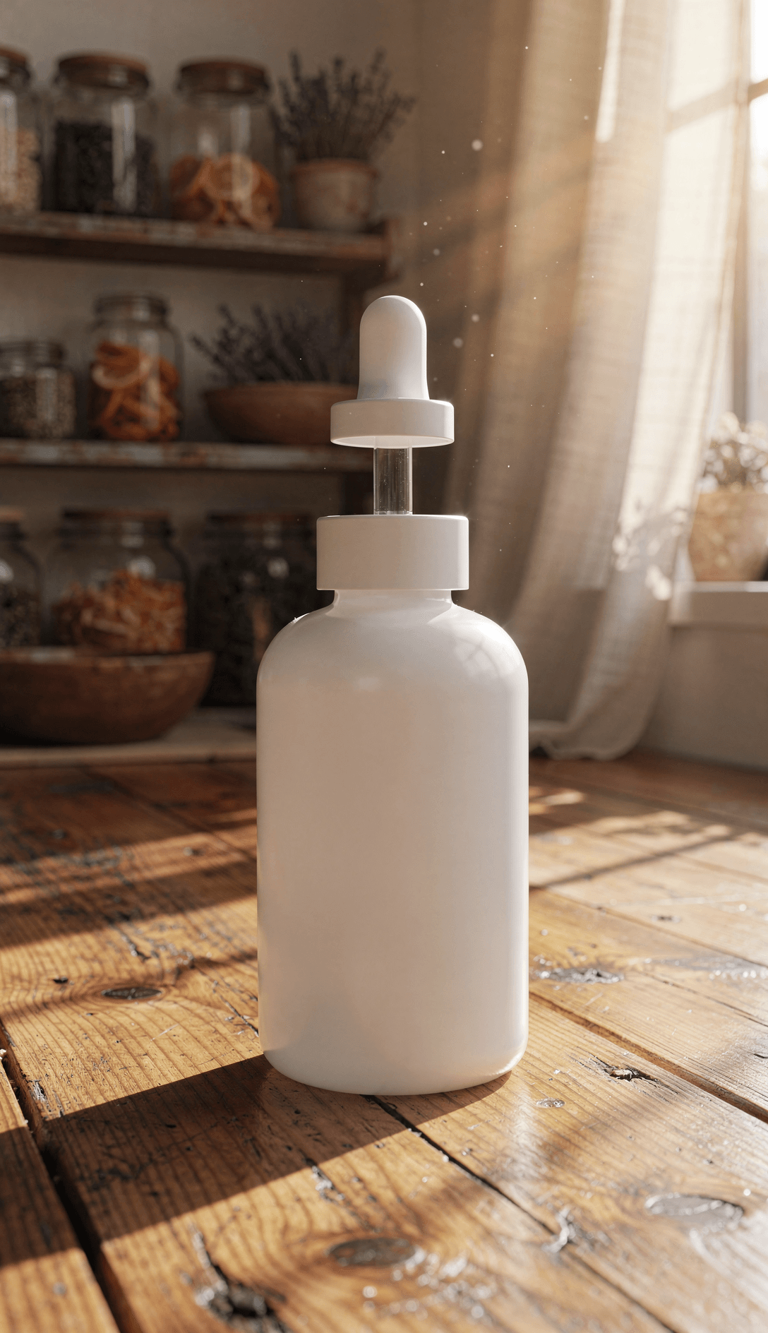White Glass Dropper Bottle Mockup - Apothecary