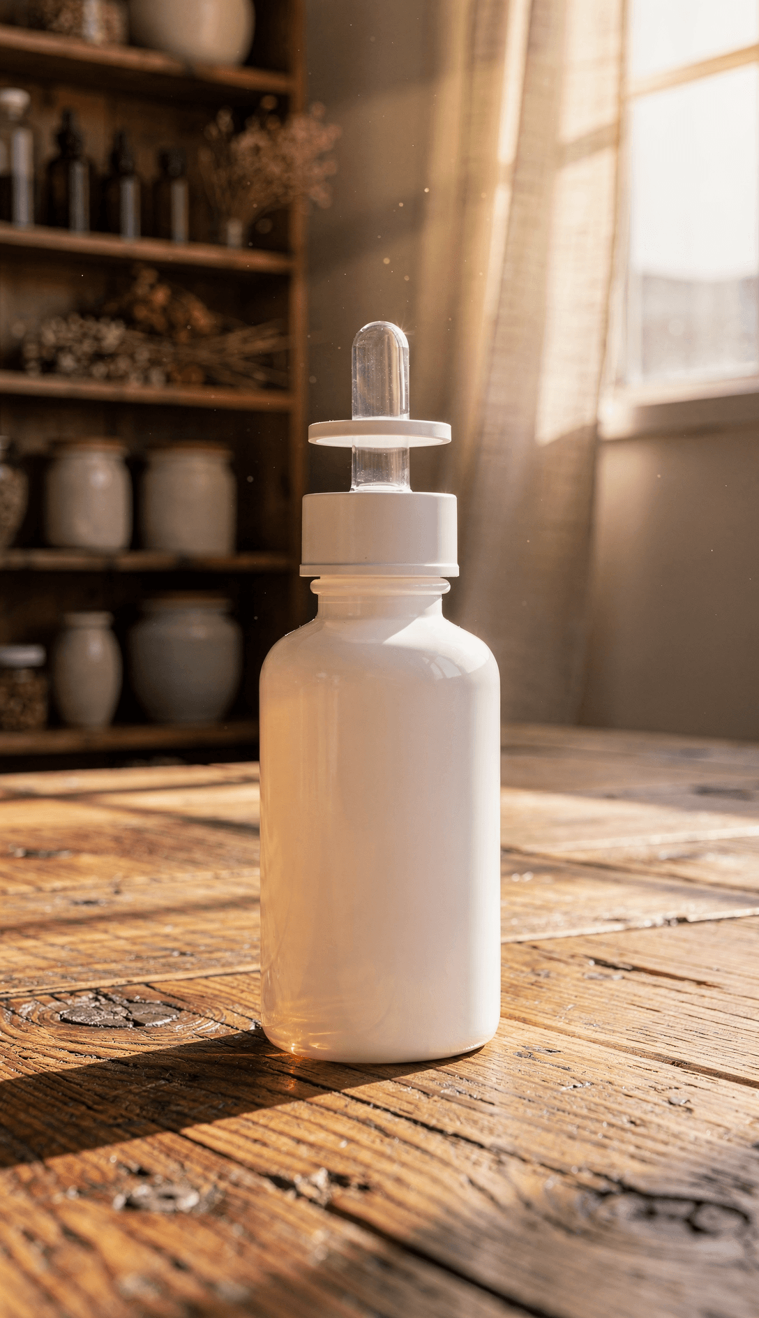 White Dropper Bottle Mockup - Apothecary Setting