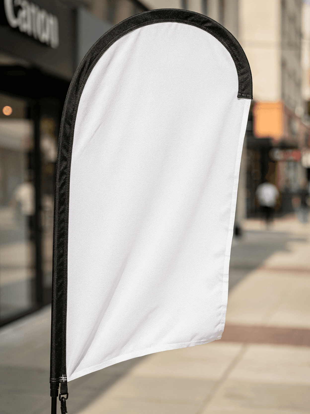 White Matte Feather Flag Mockup - Outdoor Street