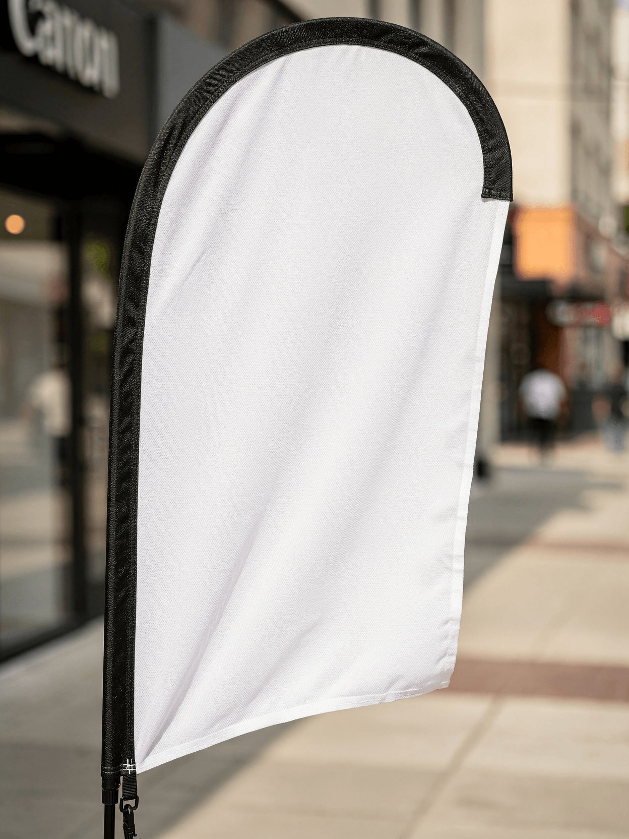 White Matte Feather Flag Mockup - Outdoor Street