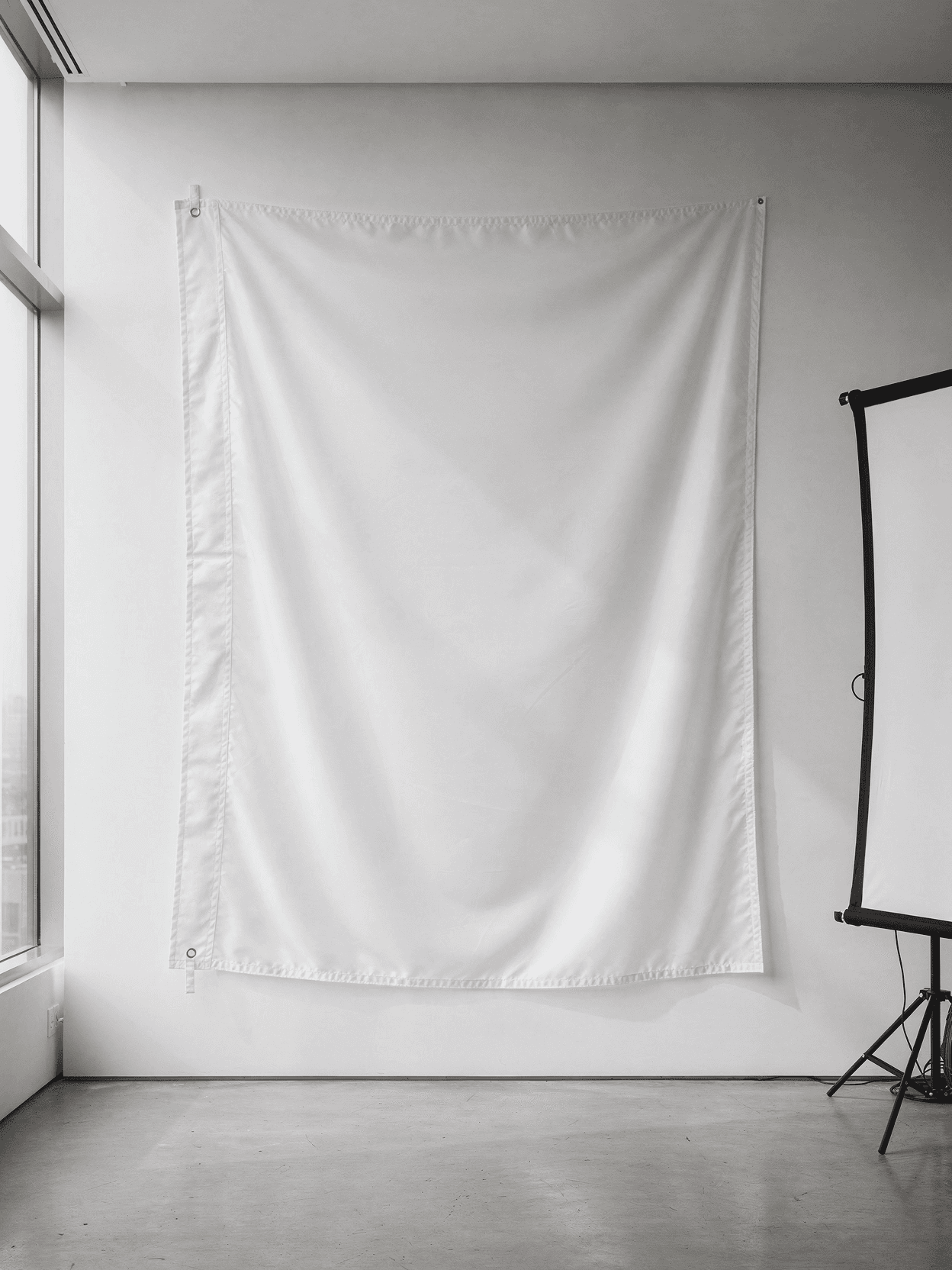 White Premium Cotton Flag Mockup - Art Gallery