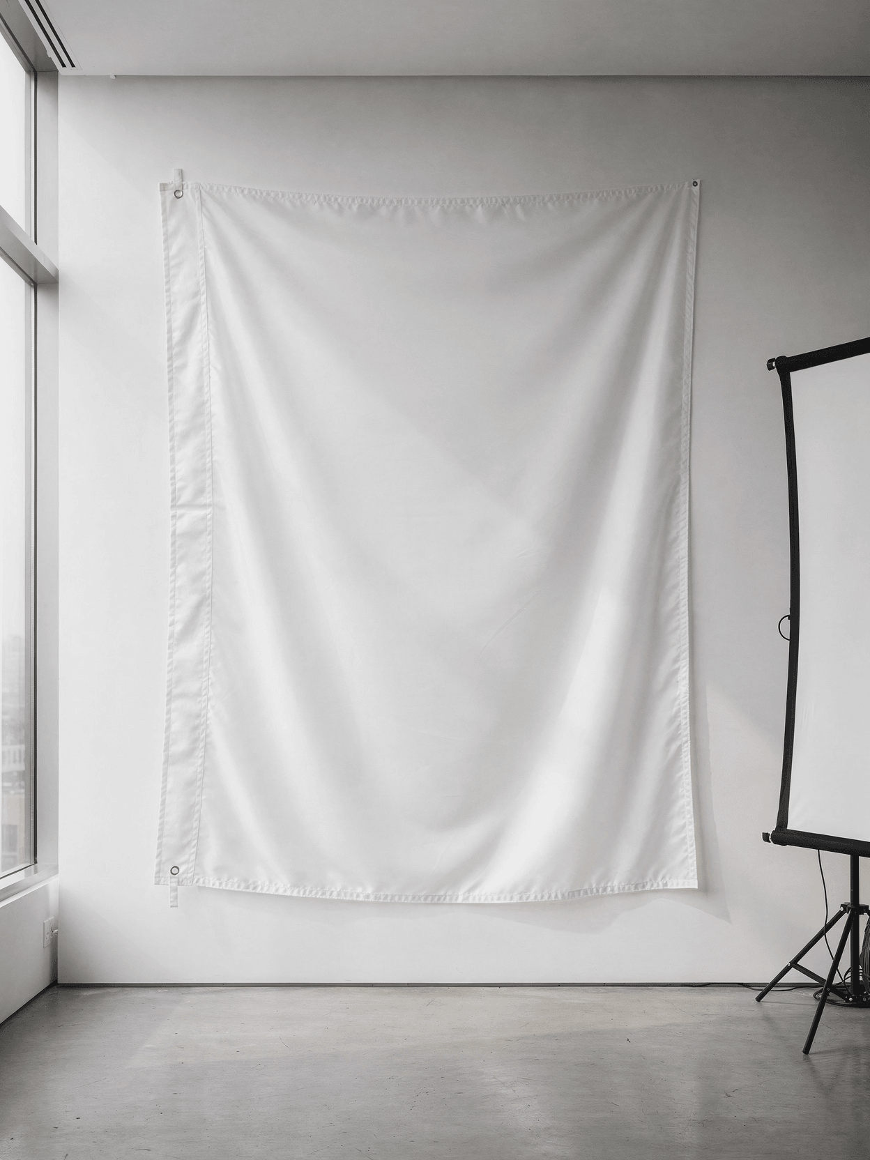 White Premium Cotton Flag Mockup - Art Gallery