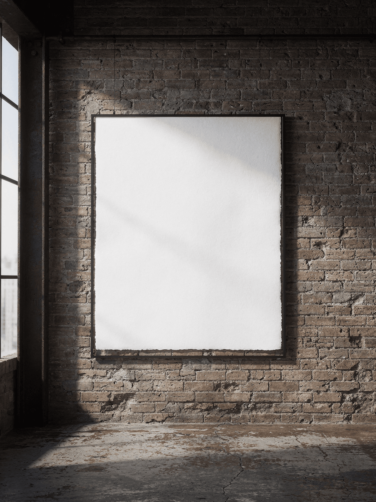 Industrial Loft Framed Poster Mockup | White Print