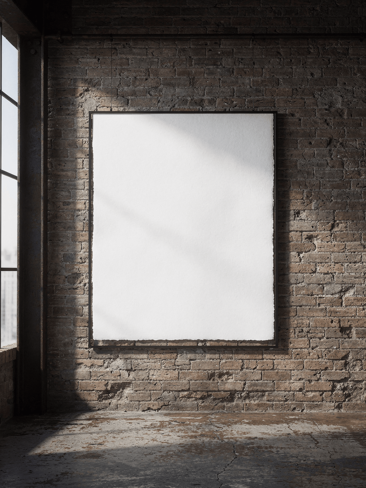 Industrial Loft Framed Poster Mockup | White Print