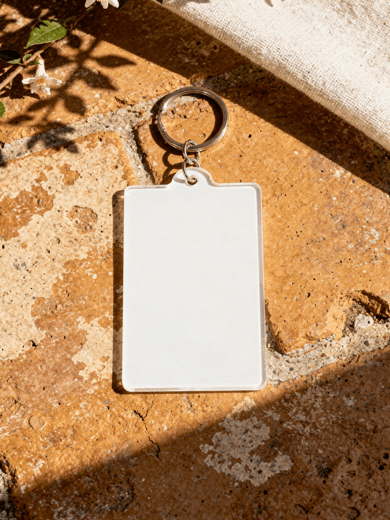 White Acrylic Rectangle Keychain Mockup - 6 Angles