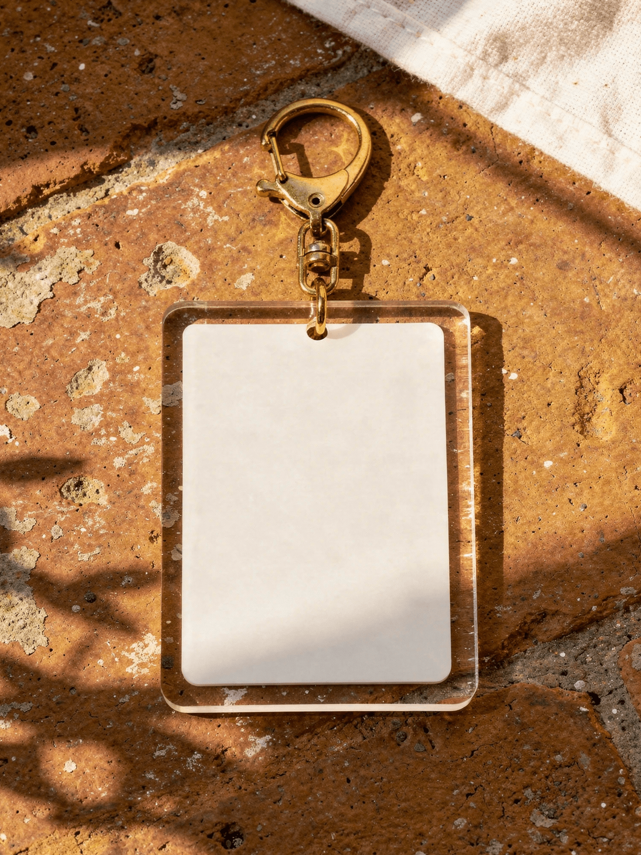 White Acrylic Square Keychain Mockup - 6 Angles — Macro Texture Close-Up
