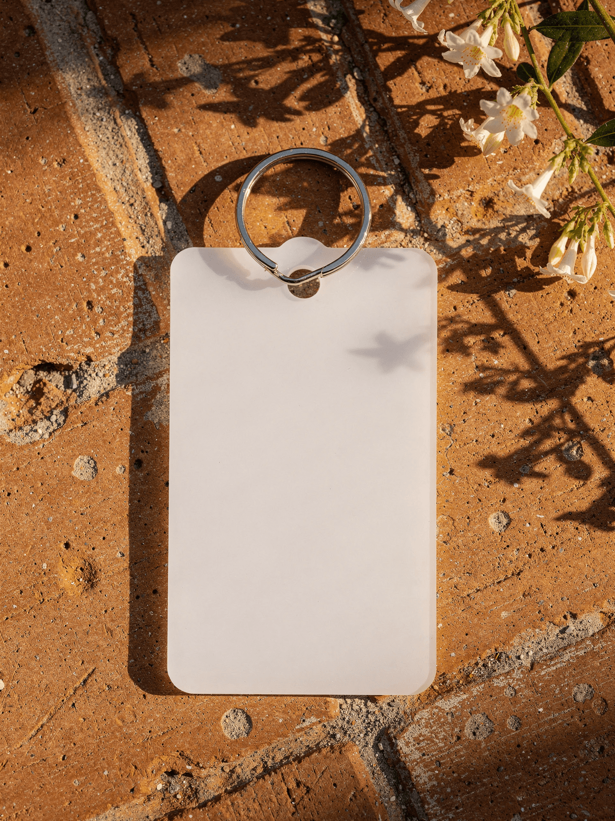White Polycarbonate Rectangle Keychain Mockup