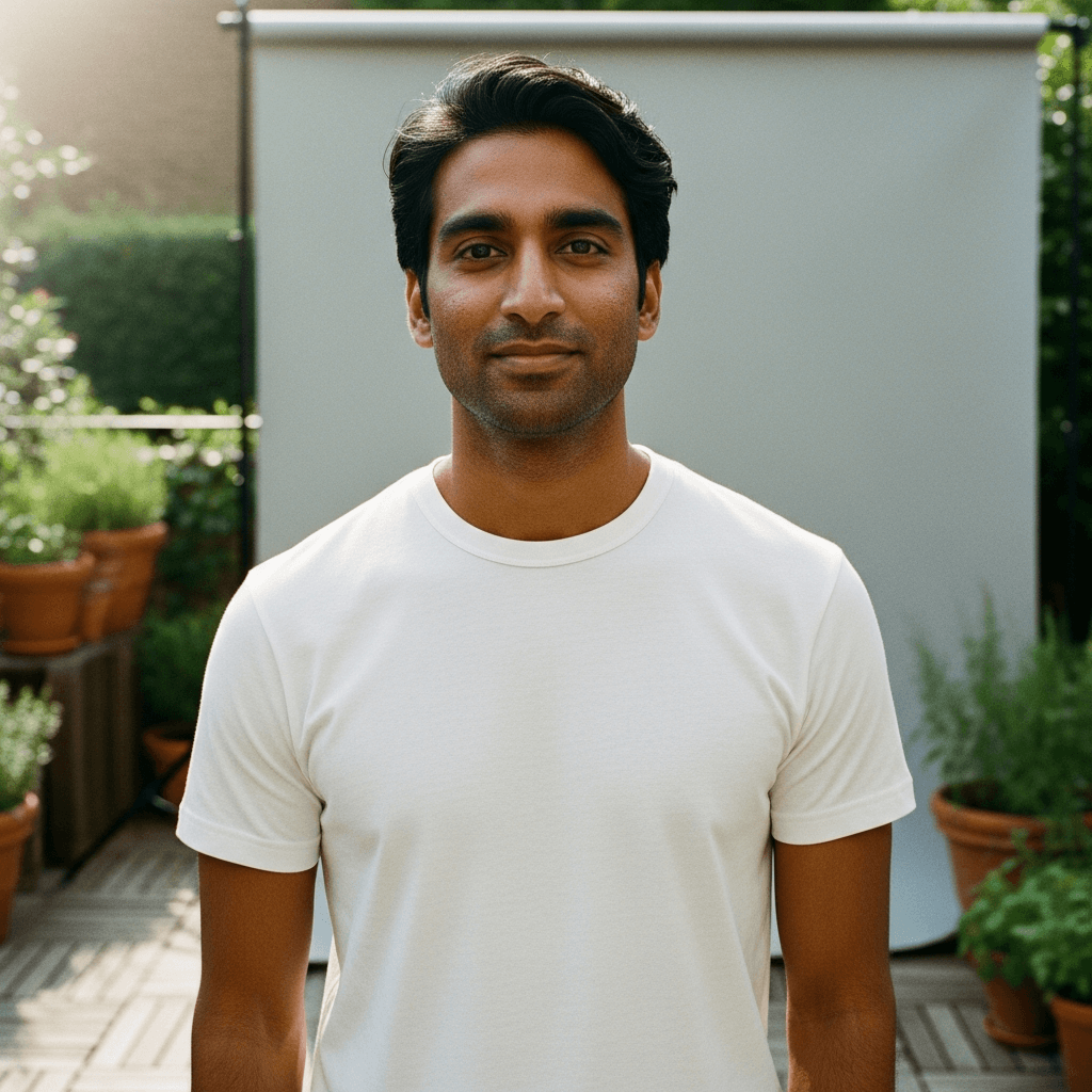 White Cotton Blend Kids T-Shirt Mockup - Garden