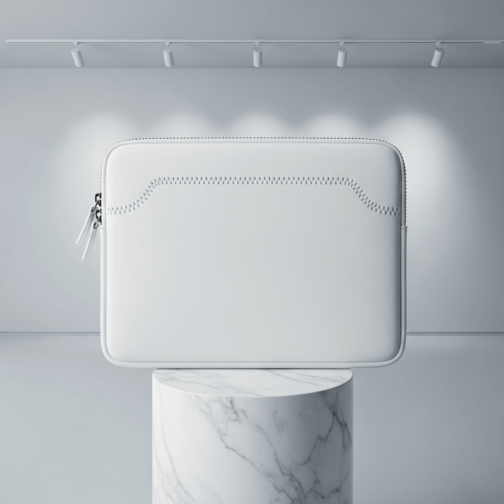 White Cotton Laptop Sleeve Mockup - Gallery Setting