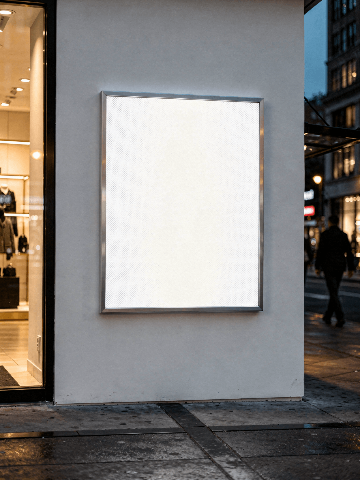 White Aluminum Lightbox Mockup - Retail Storefront
