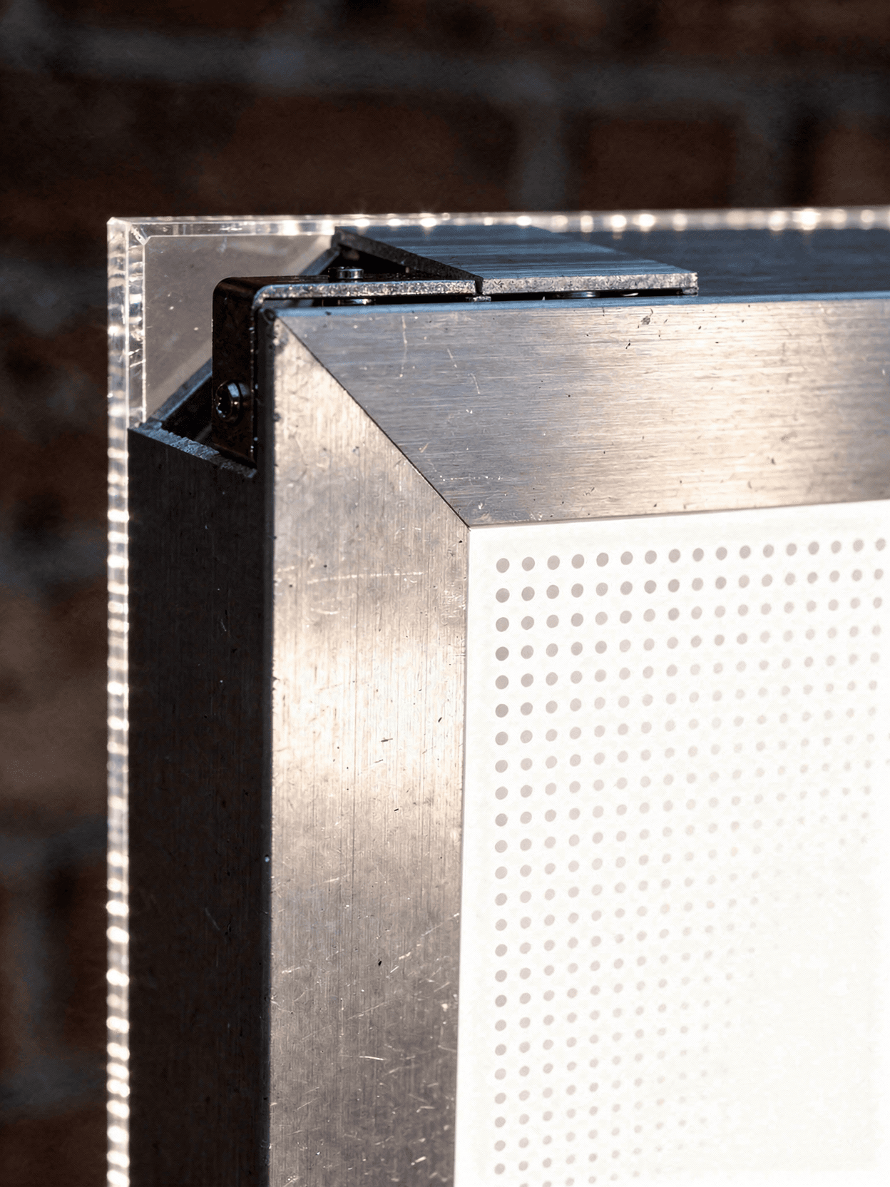 White LED Lightbox Signage Mockup - Retail Wall — Corner Construction Close-Up