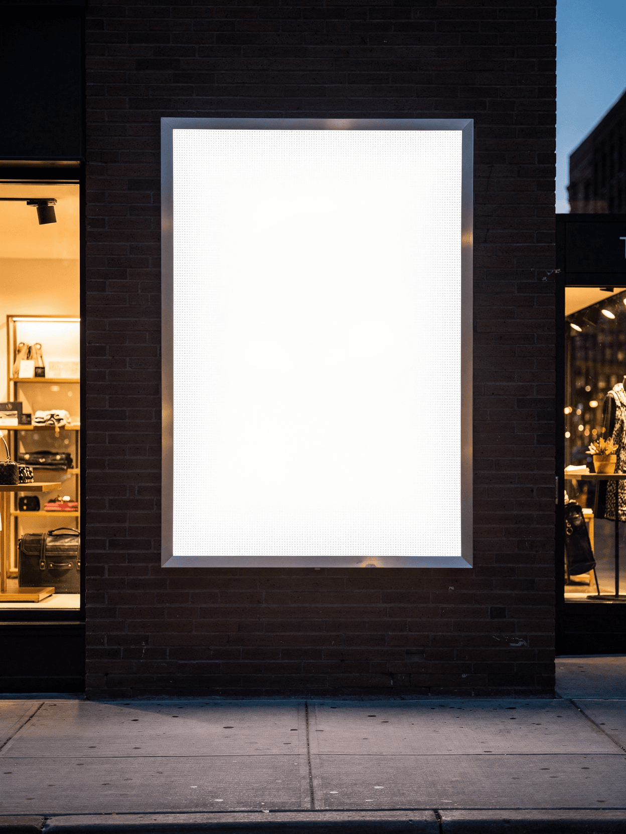 White LED Lightbox Signage Mockup - Retail Wall