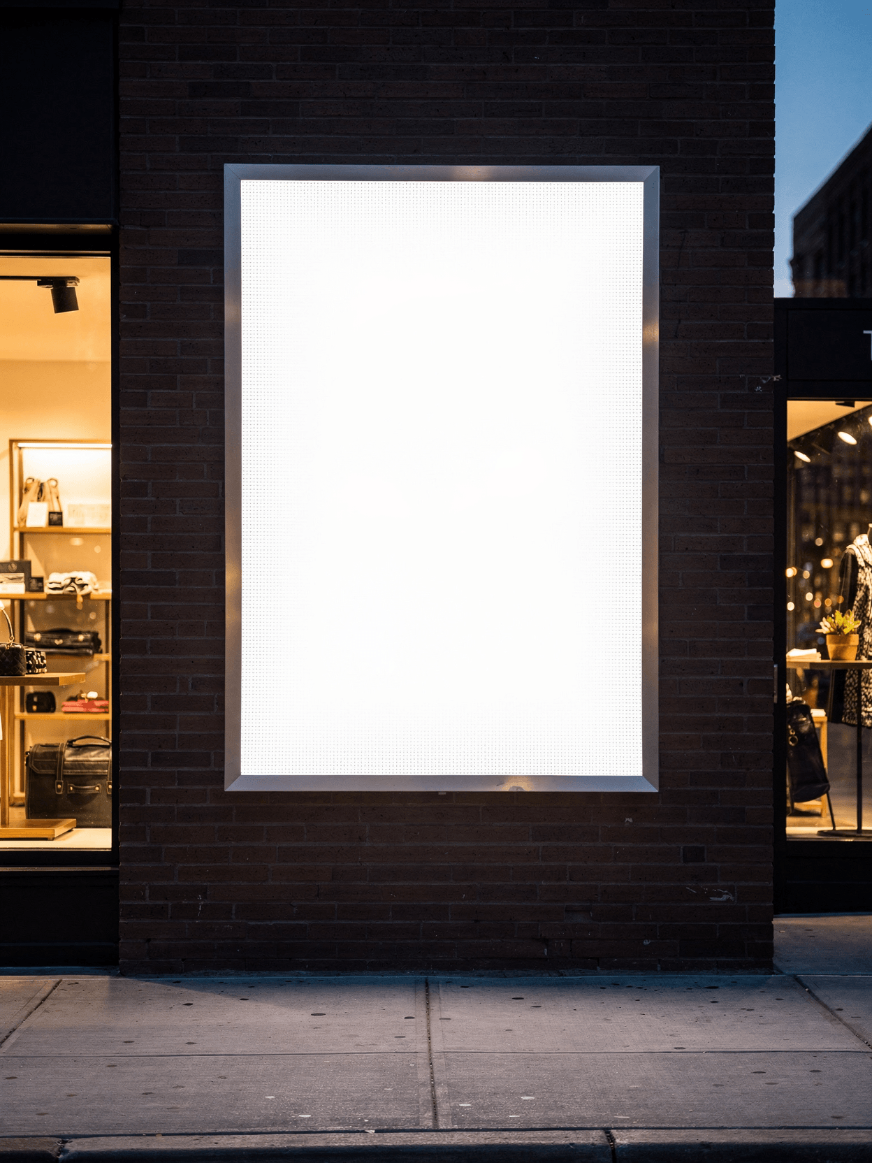 White LED Lightbox Signage Mockup - Retail Wall