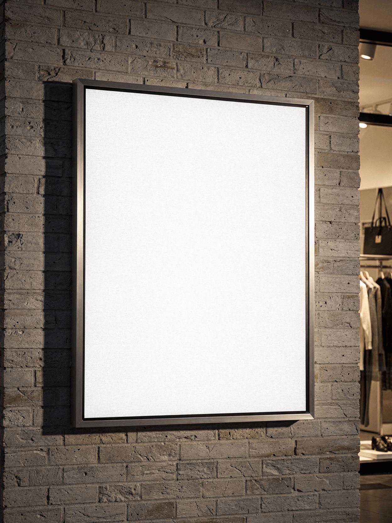 White LED Lightbox Mockup - Brick Wall Retail