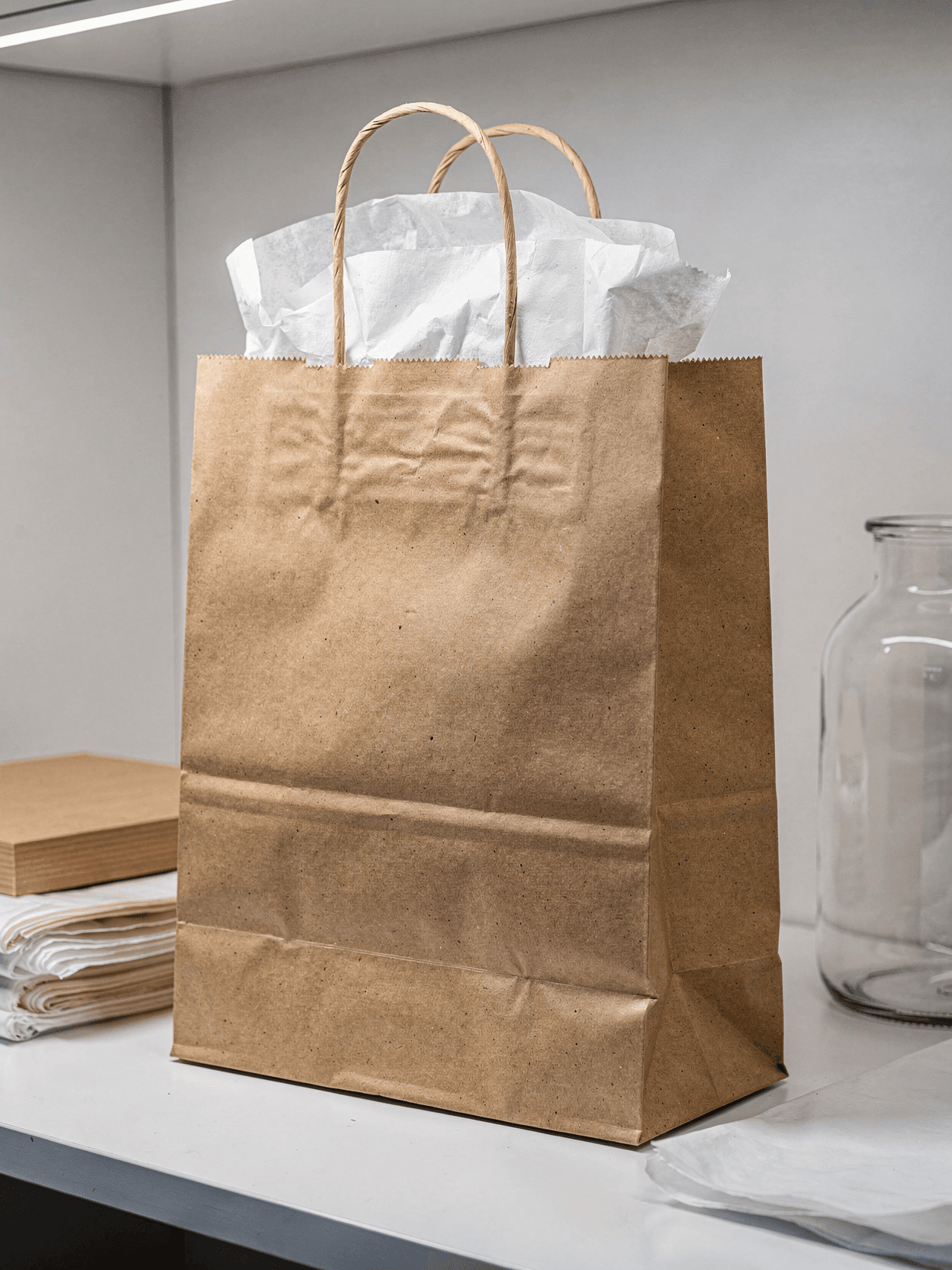 White Paper Shopping Bag Mockup - Retail Shelf