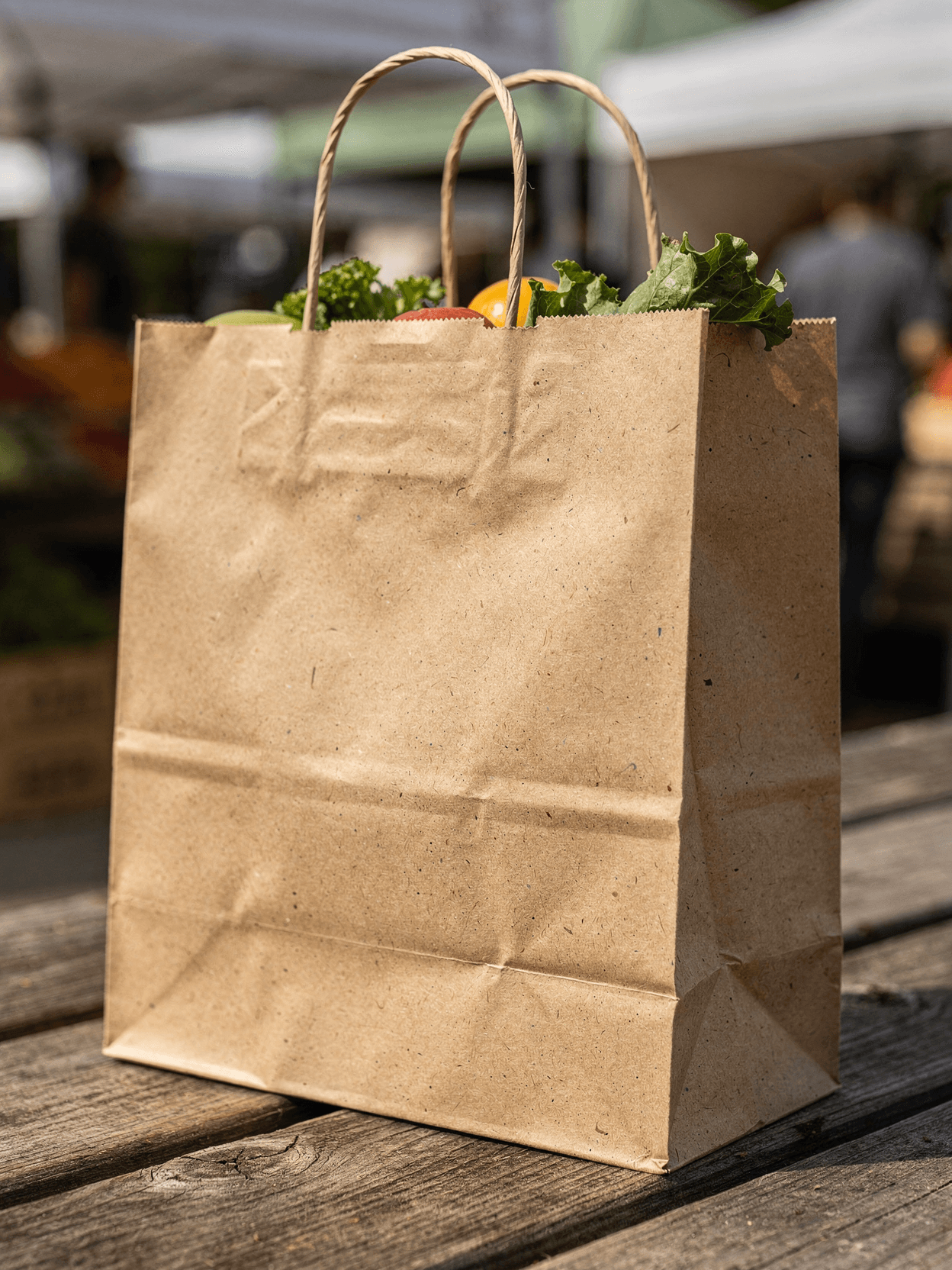White Paper Shopping Bag Mockup - Market Setting