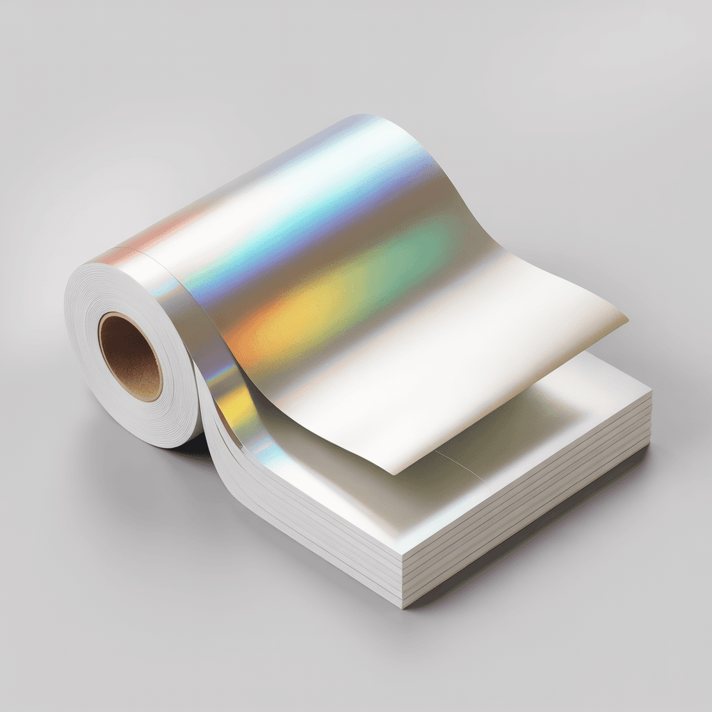 White Holographic Sticker Sheet Mockup - Studio