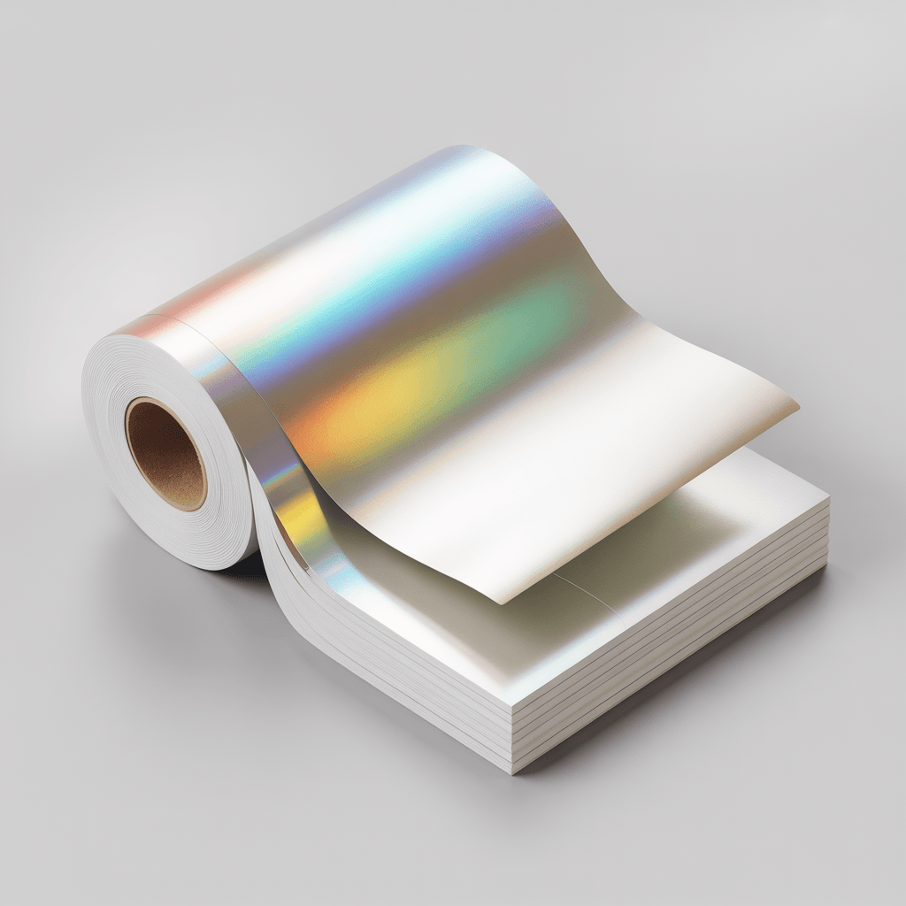 White Holographic Sticker Sheet Mockup - Studio