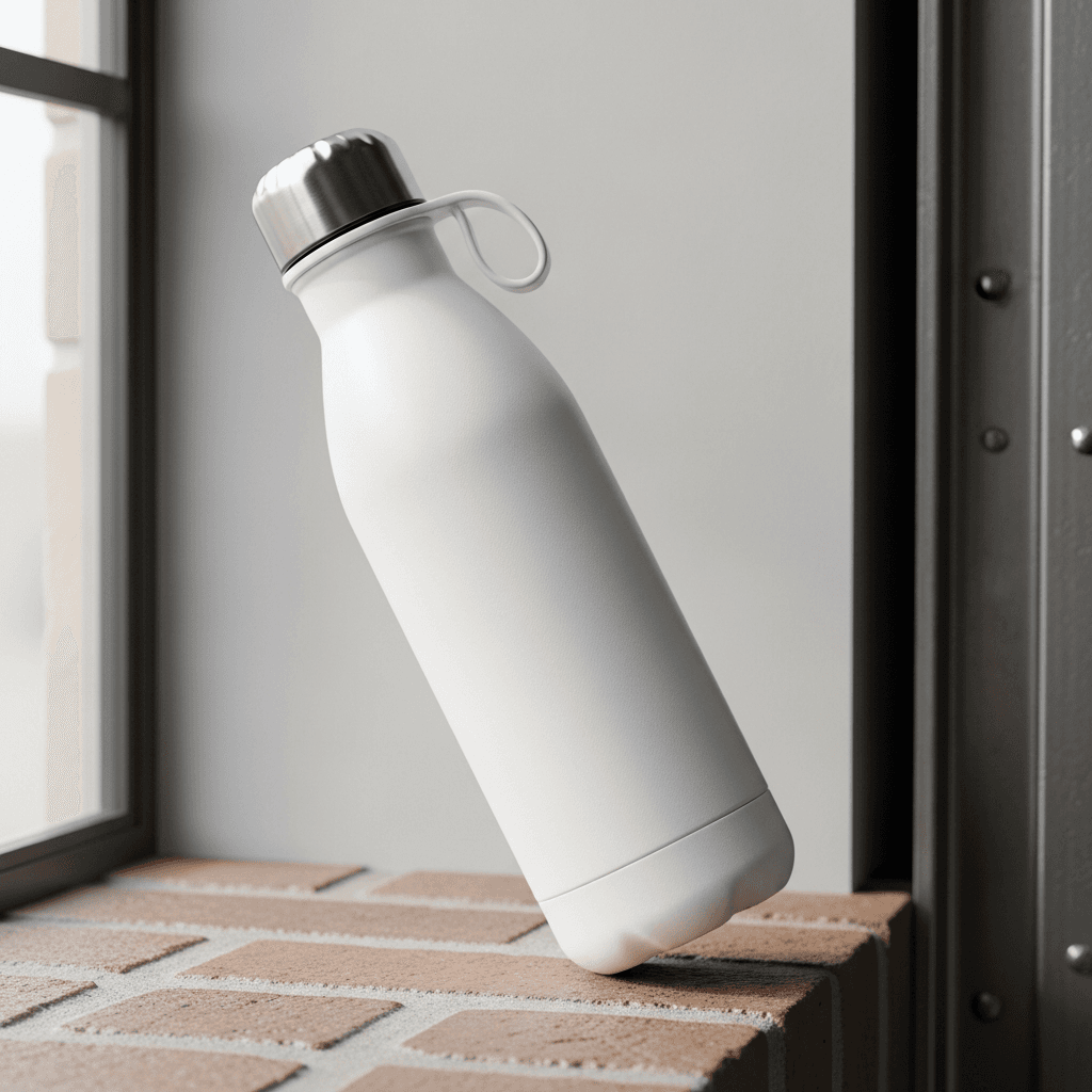 White Sports Bottle Mockup - Industrial Loft