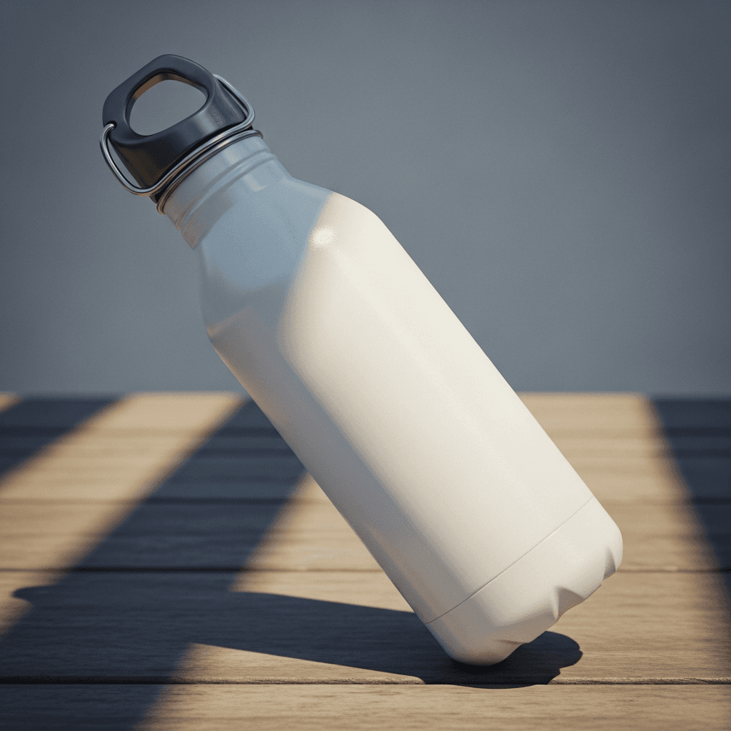 White Stainless Steel Sports Bottle Mockup - Garden