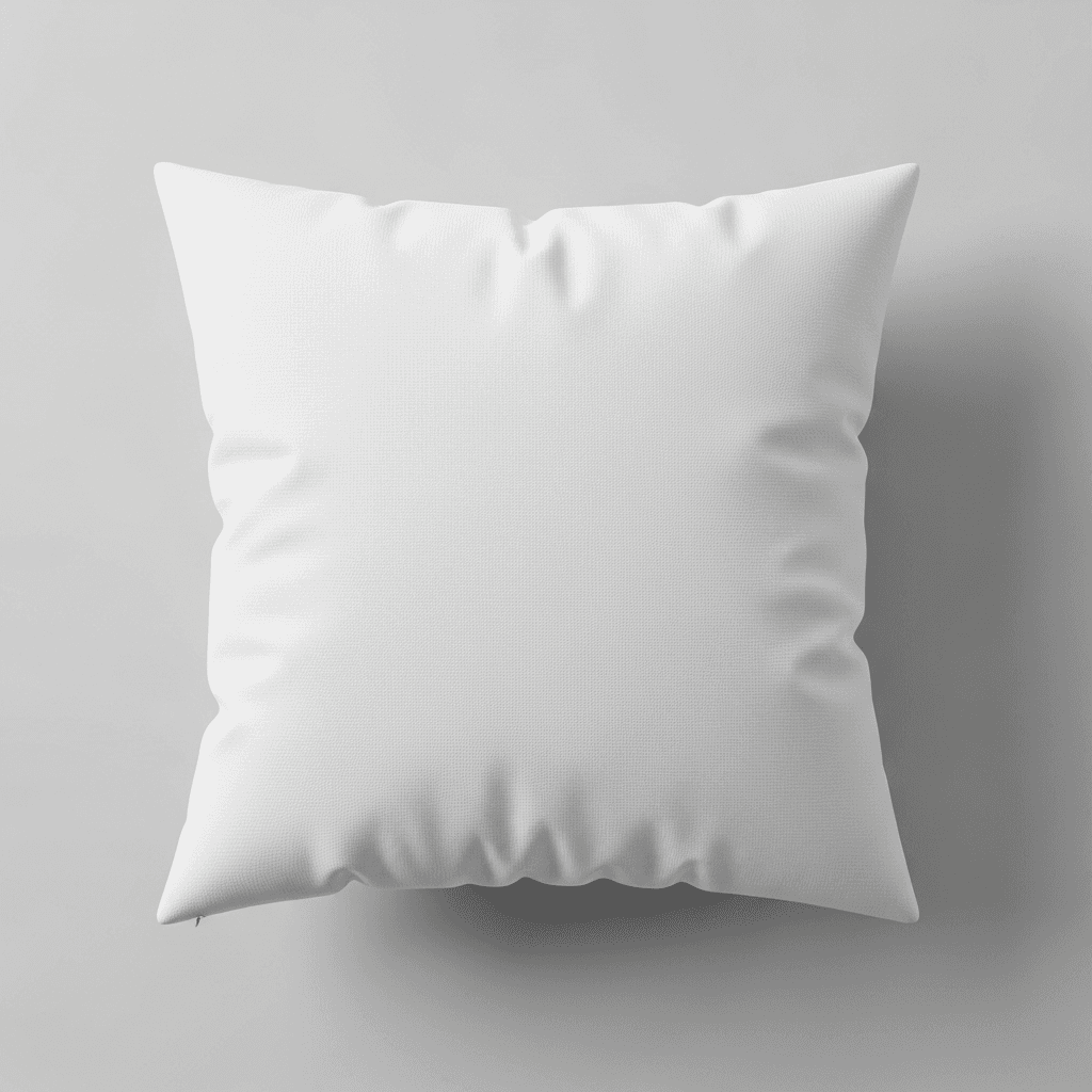 White Polyester Throw Pillow Mockup - Coastal Setting