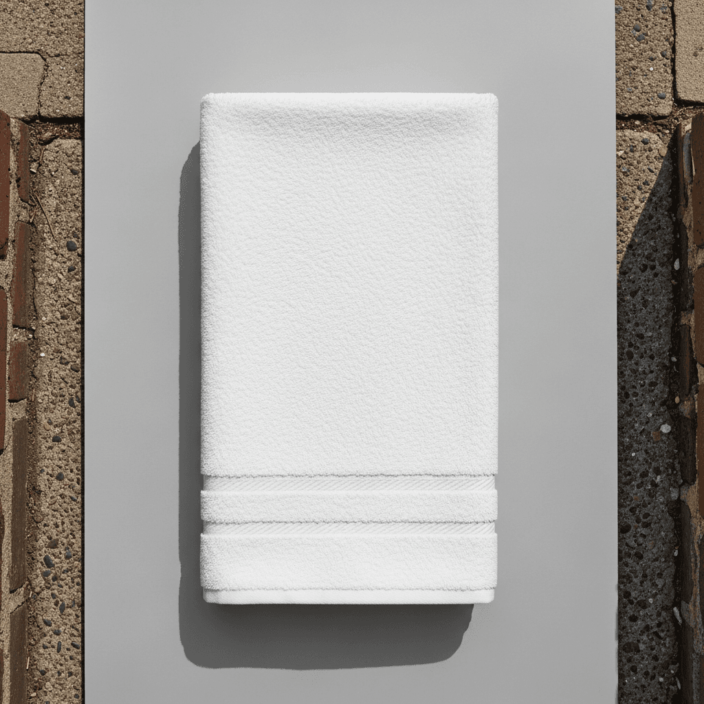 White Cotton Towel Mockup – Urban Brick Setting