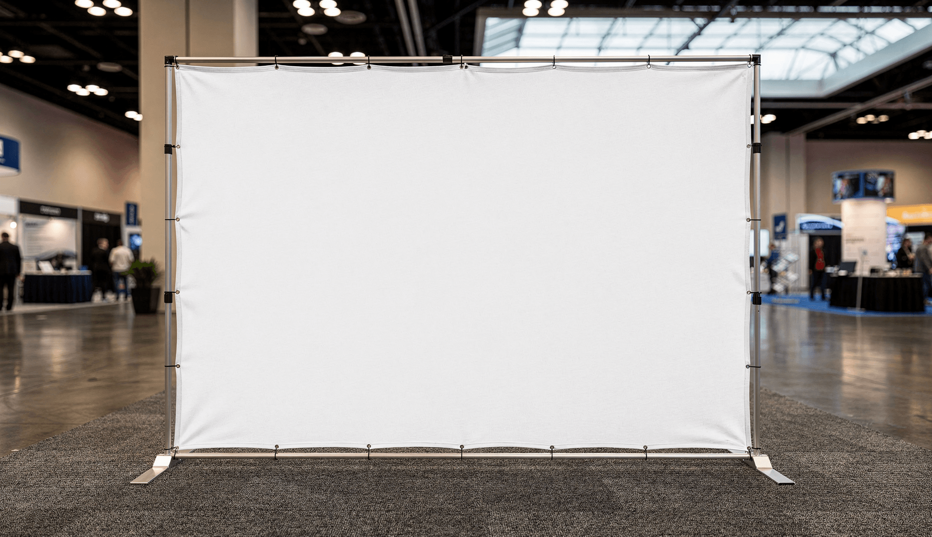 White Trade Show Tension Fabric Backdrop Mockup
