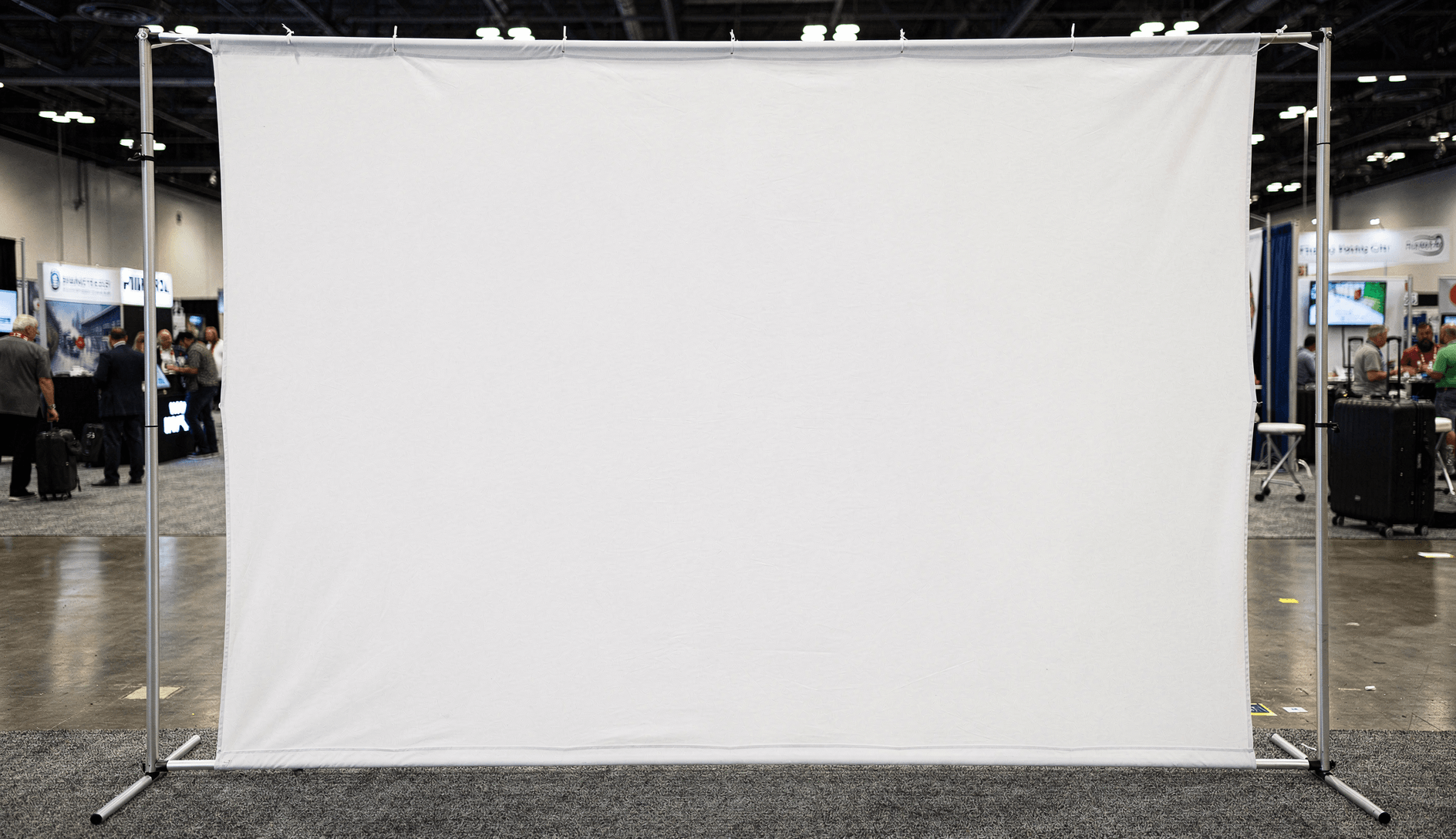 White Tension Fabric Trade Show Backdrop Mockup