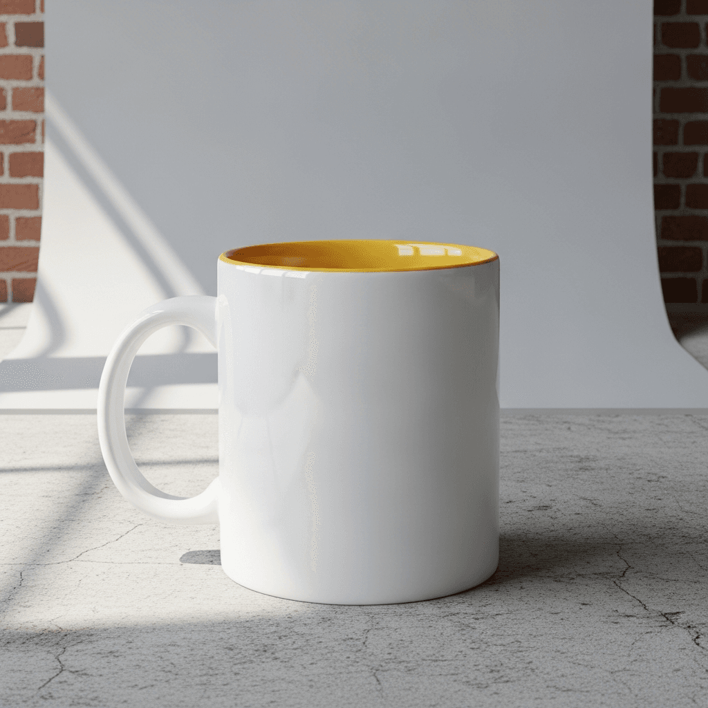 White Two-Tone Ceramic Mug Mockup - 5 Angles