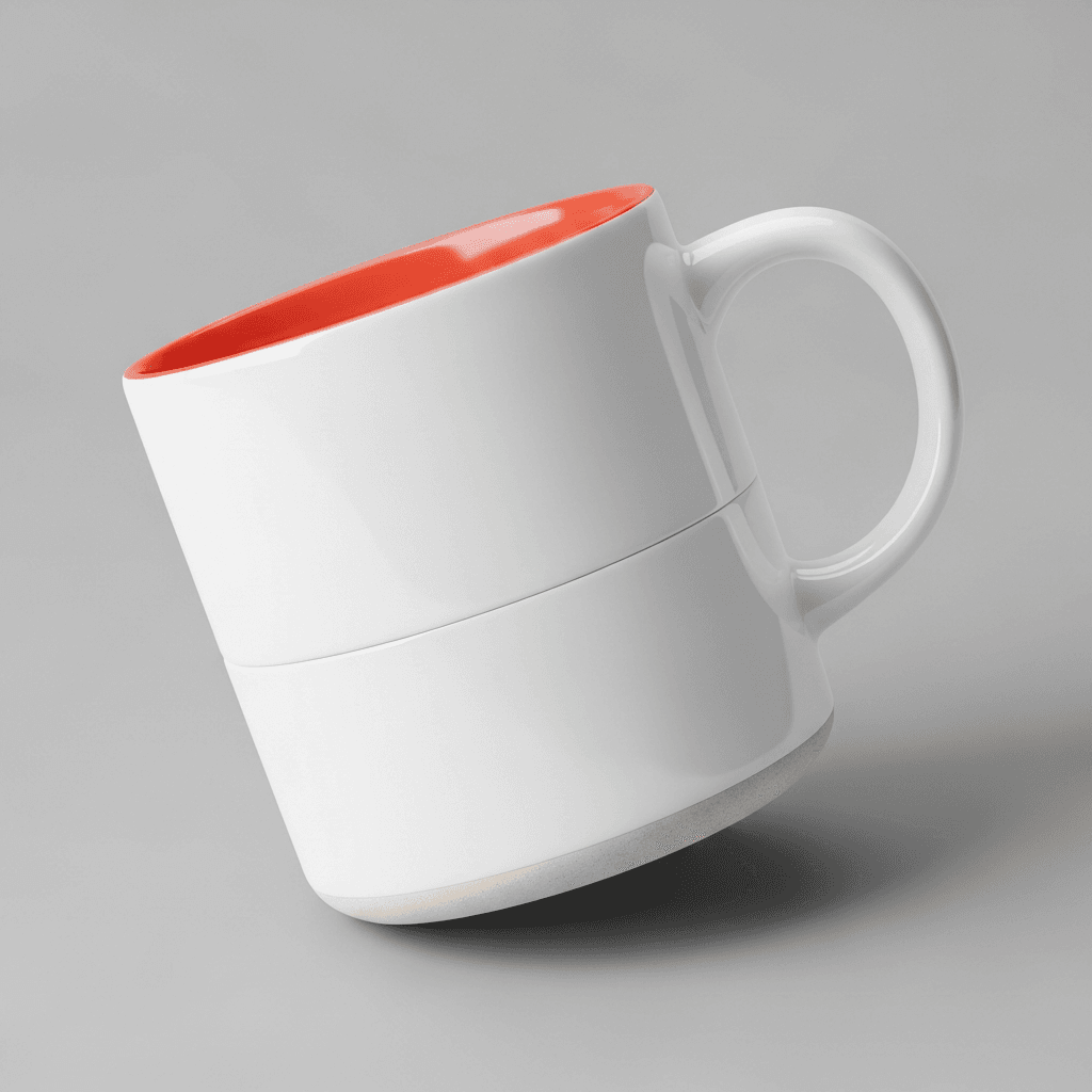 White Two-Tone Ceramic Mug Mockup - 5 Angles